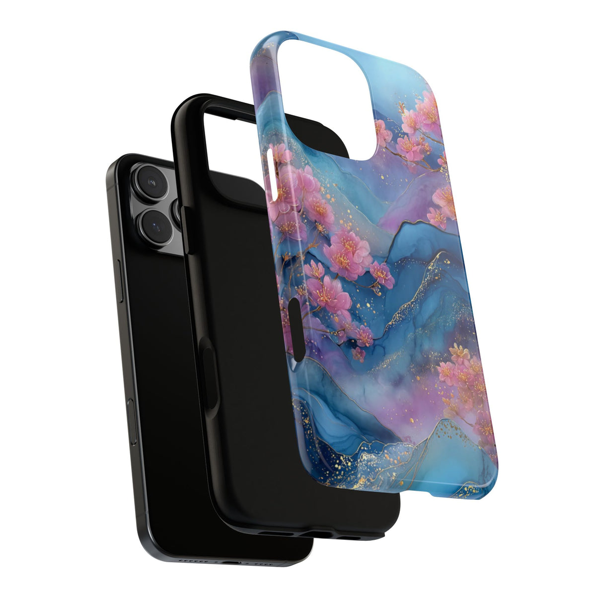 Floral Blue Marble Phone Case