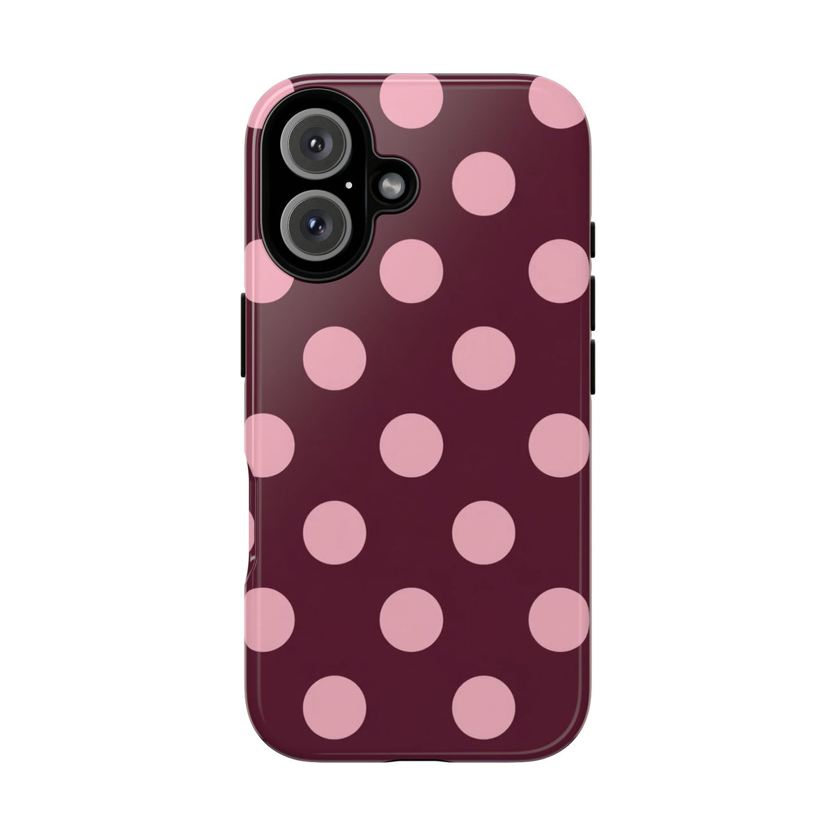 Burgundy & Pink Polka Phone Case