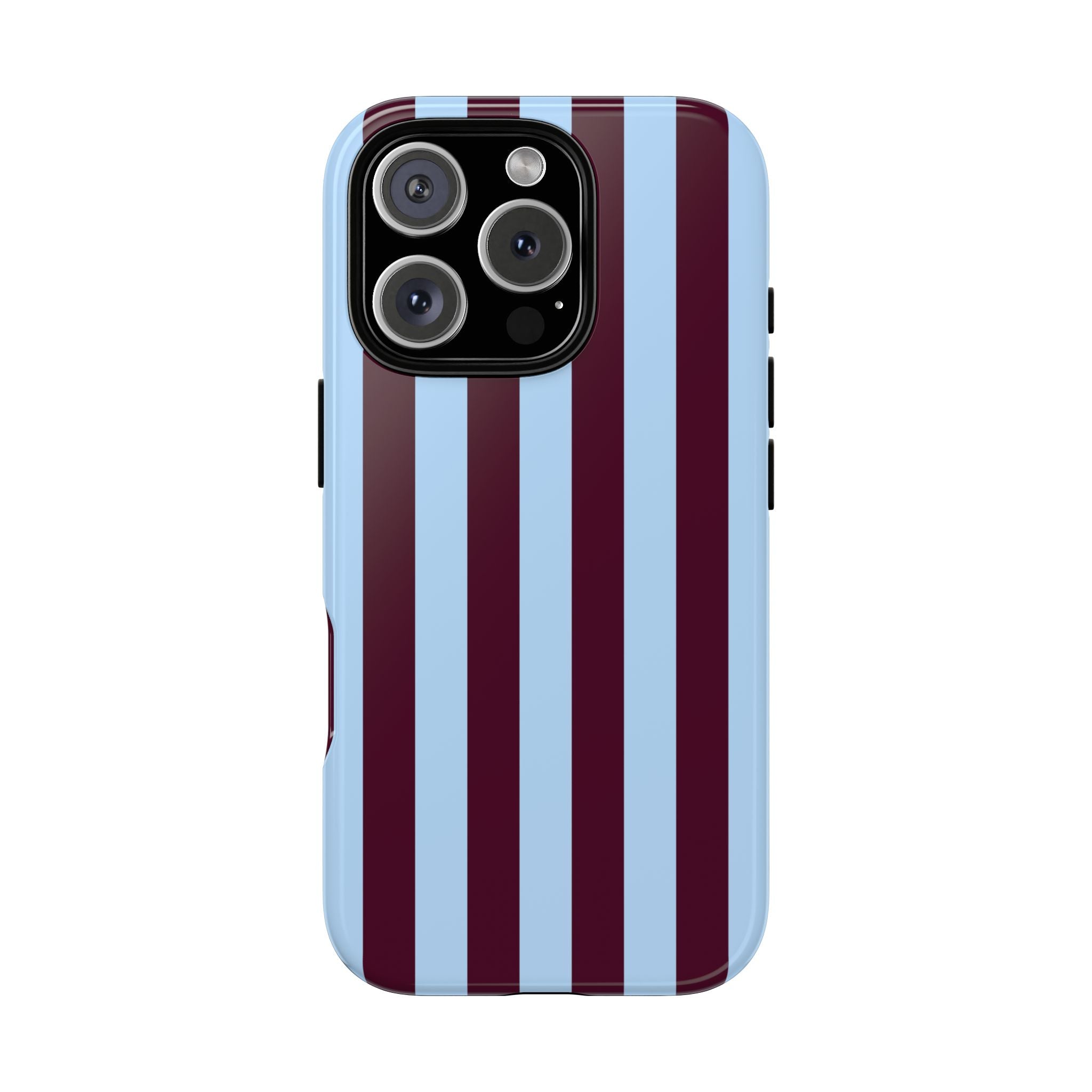 Maroon and Sky Blue Vertical Stripes Phone Case