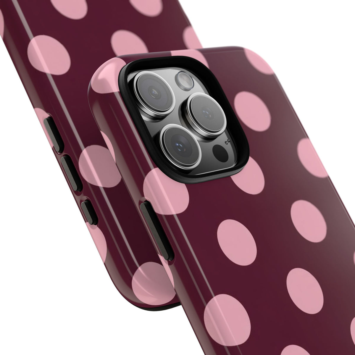 Burgundy & Pink Polka Phone Case