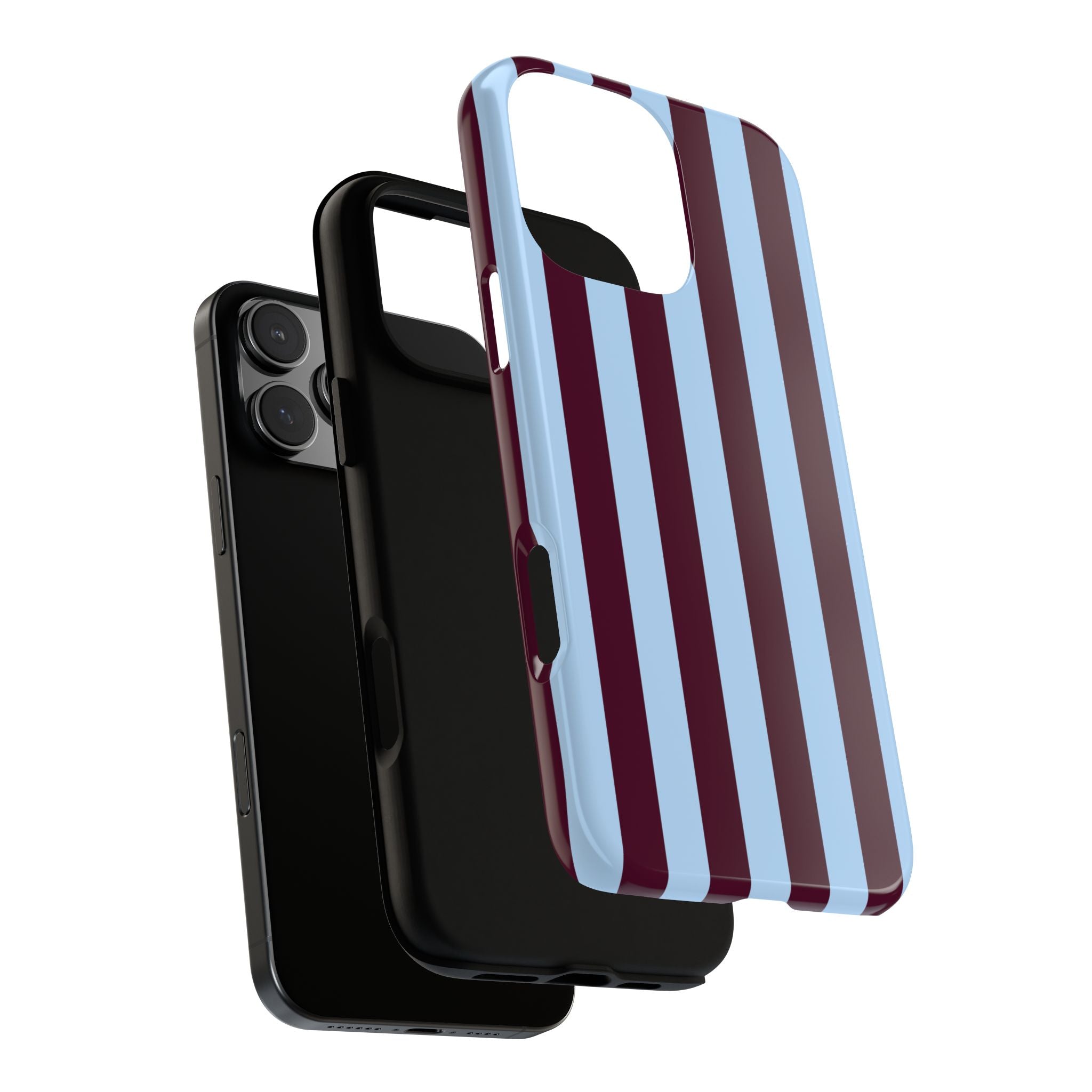 Maroon and Sky Blue Stripes Phone Case