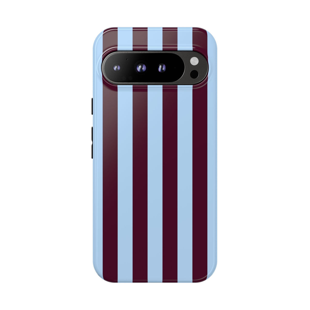 Maroon and Sky Blue Stripes Phone Case