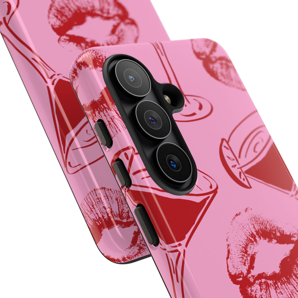 Pink Cocktail & Kiss Pattern Phone Case