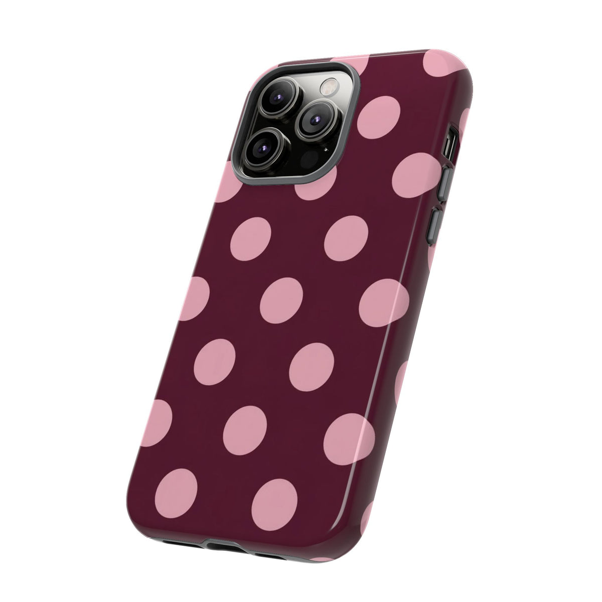 Burgundy & Pink Polka Phone Case
