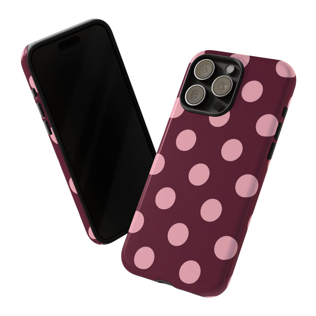 Burgundy & Pink Polka Phone Case