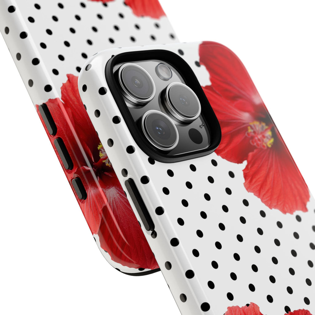 Red Hibiscus Polka Dot Phone Case