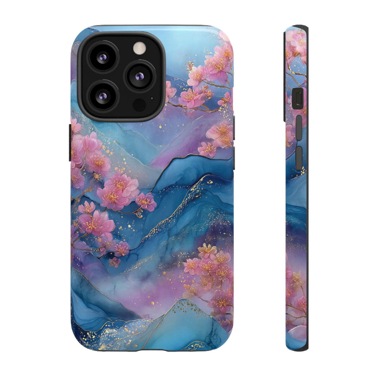 Floral Blue Marble Phone Case