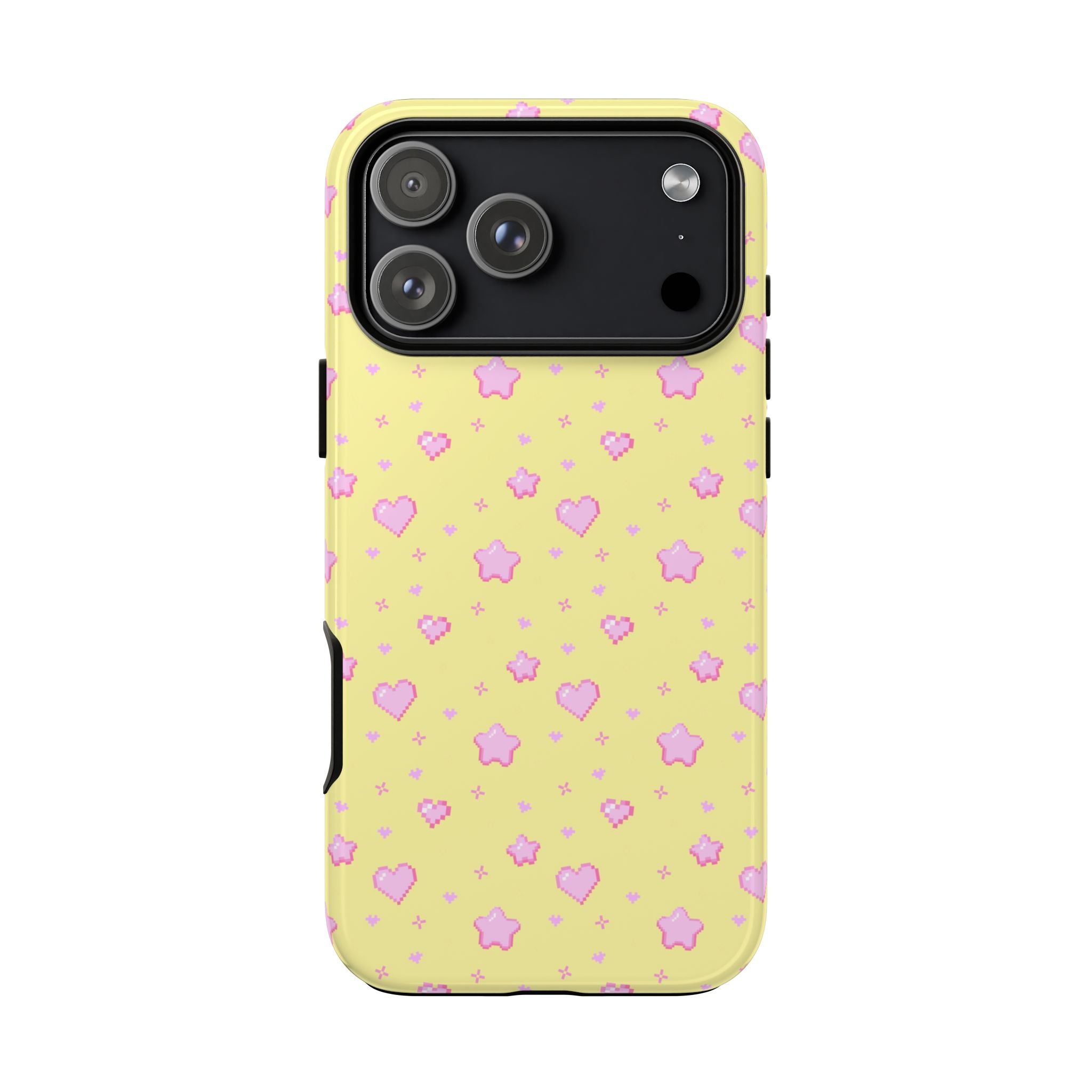 Pink Pixel Hearts and Stars Phone Case