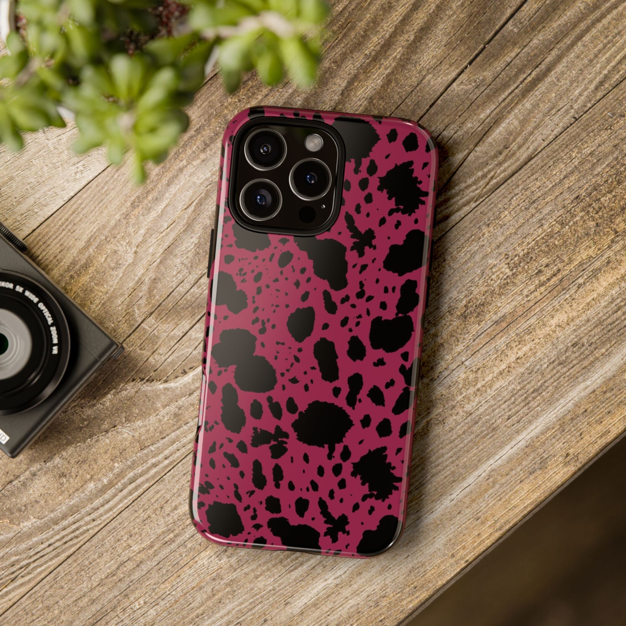 Pink Black Cow Print Phone Case