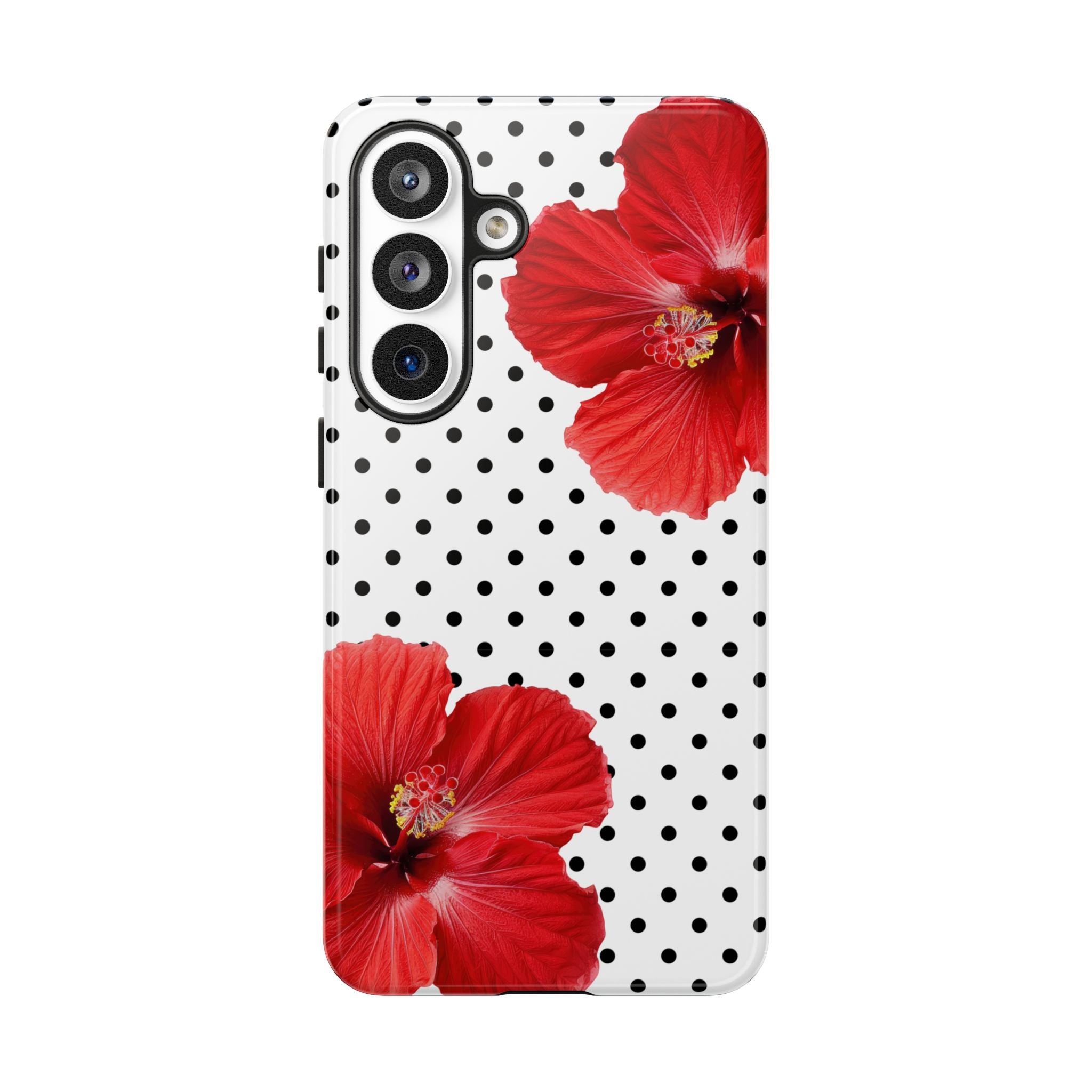 Red Hibiscus Polka Dot Phone Case
