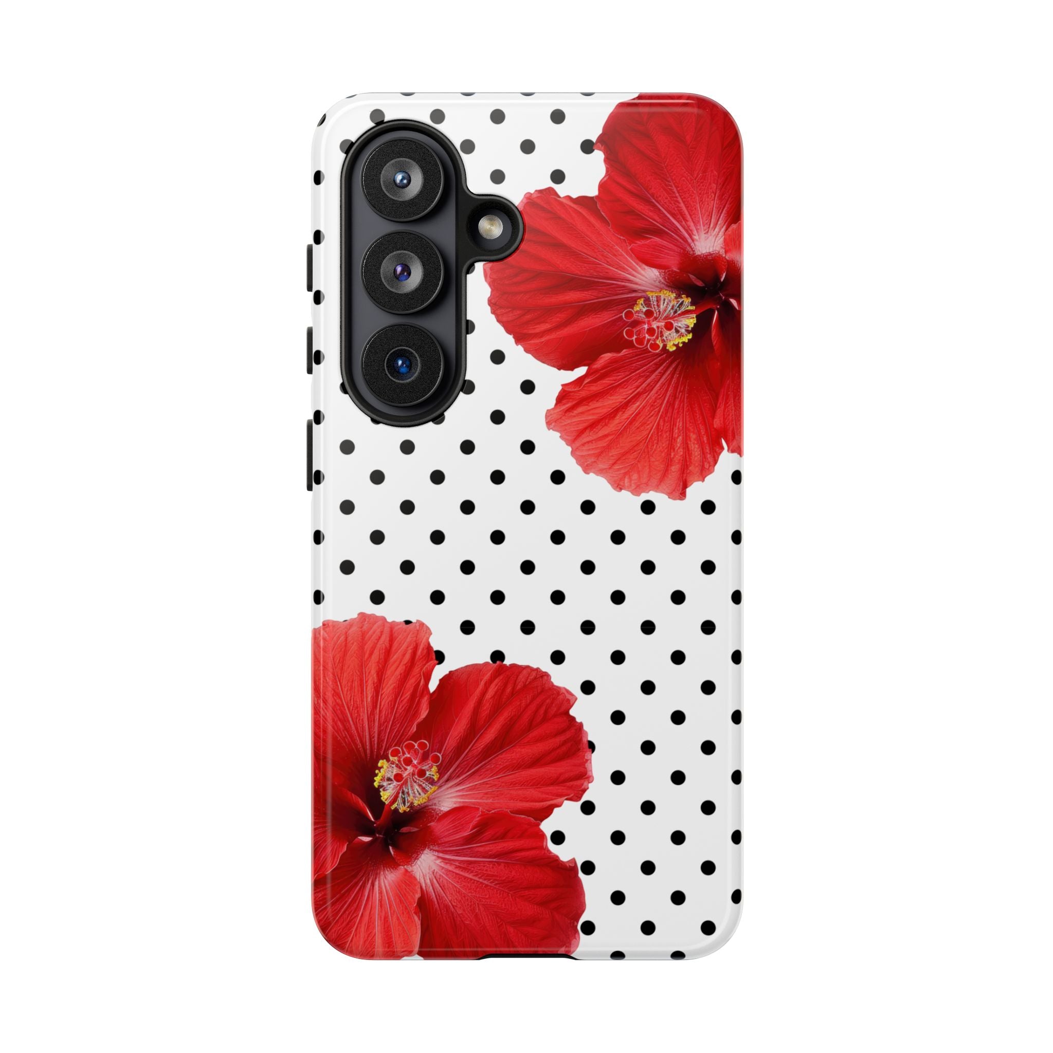 Red Hibiscus Polka Dot Phone Case