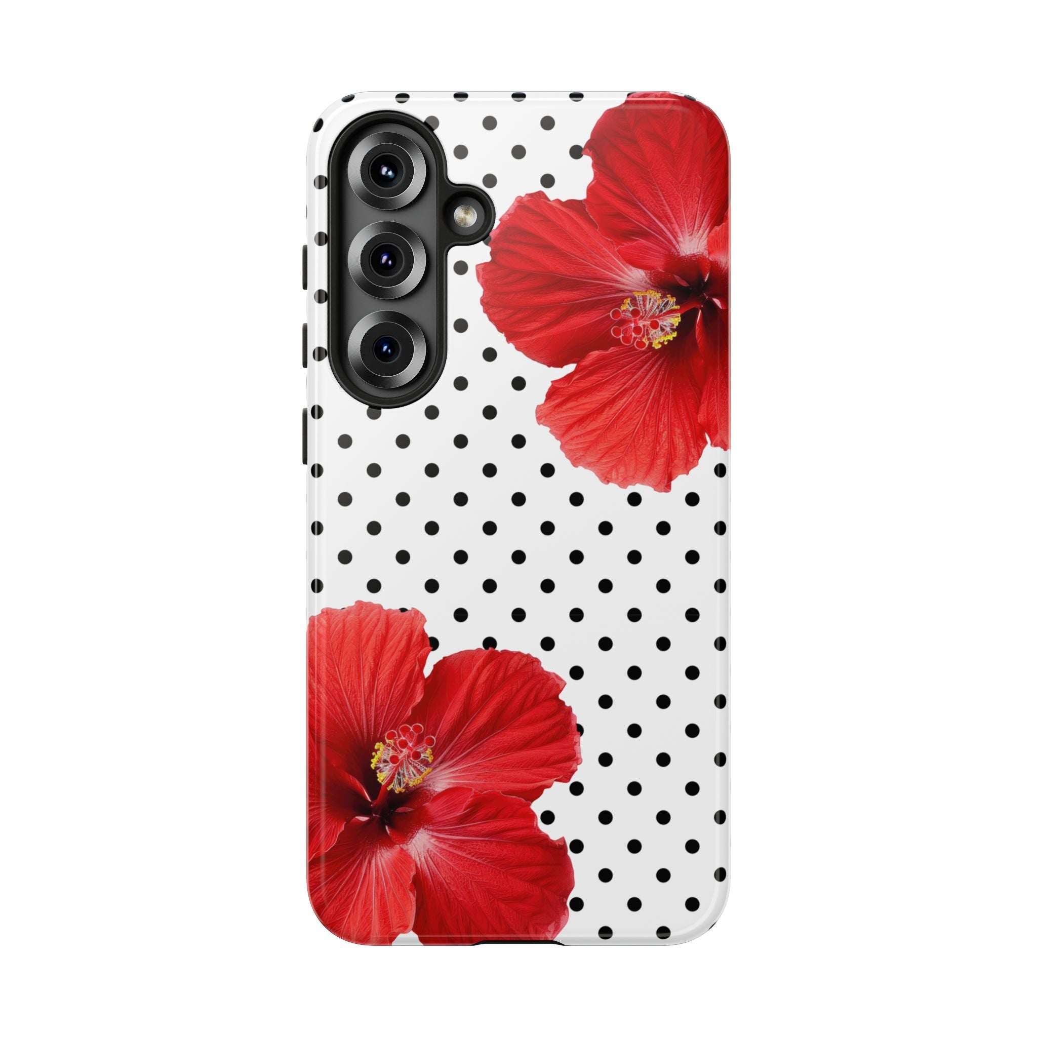 Red Hibiscus Polka Dot Phone Case