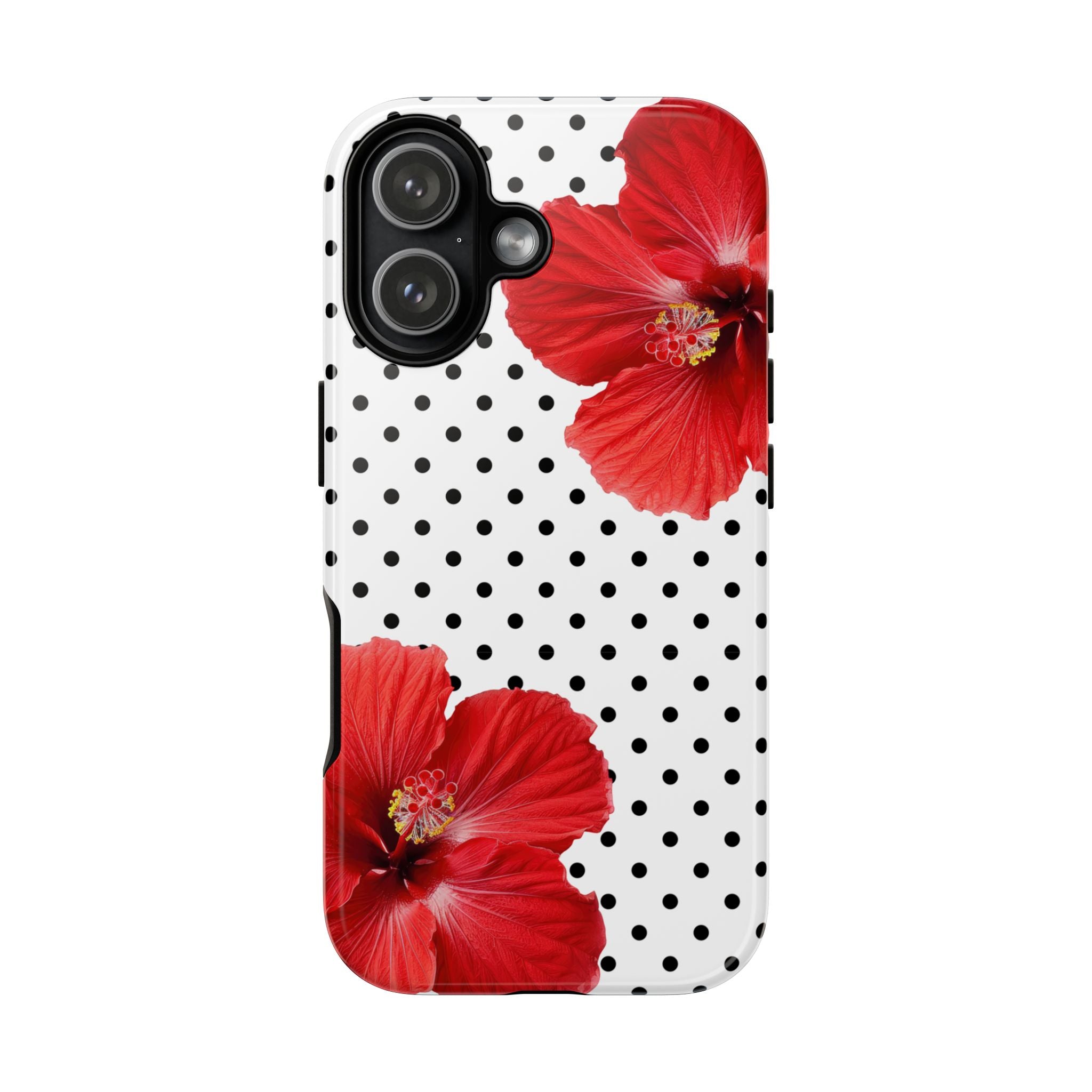 Red Hibiscus Polka Dot Phone Case