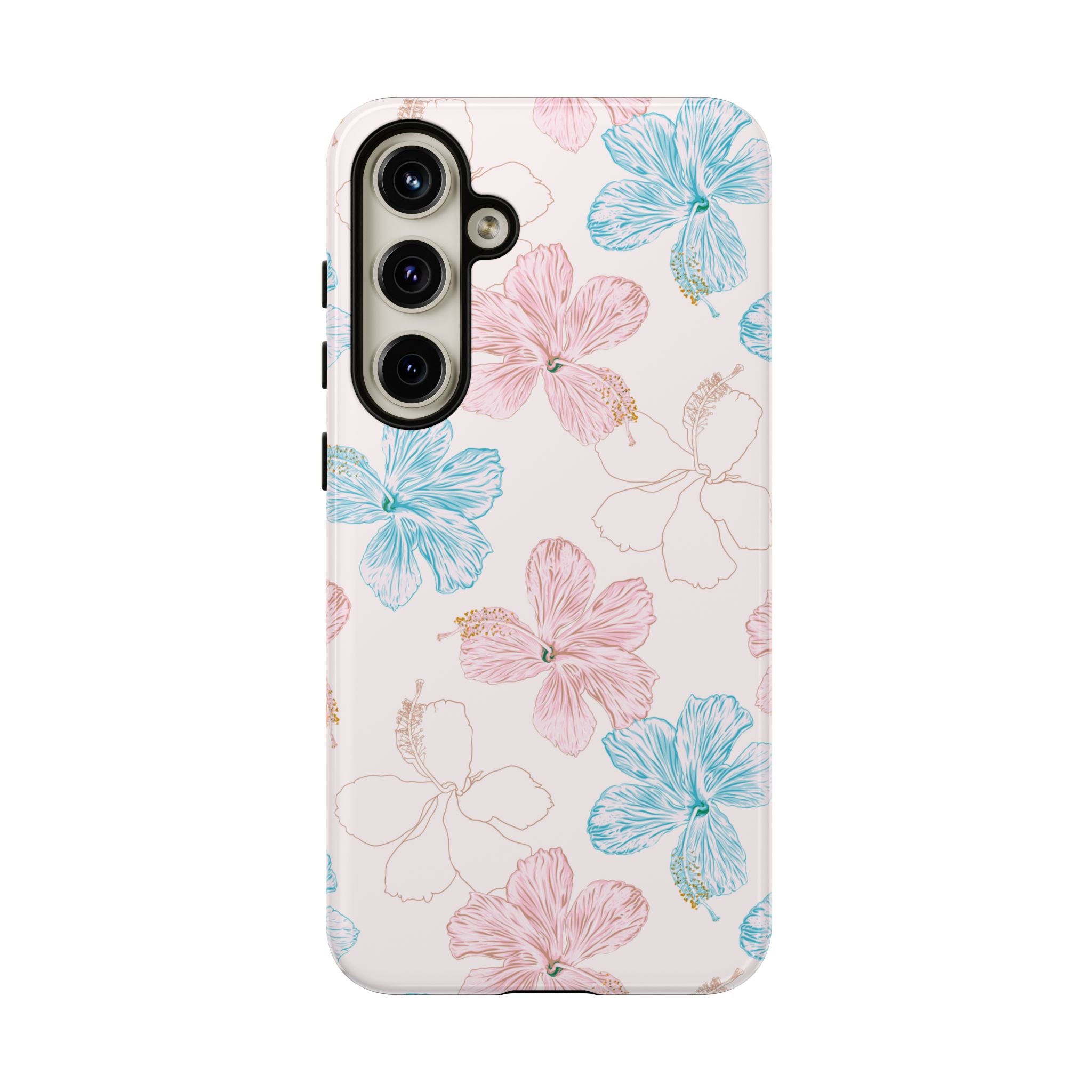 Pink & Blue Hibiscus Phone Case