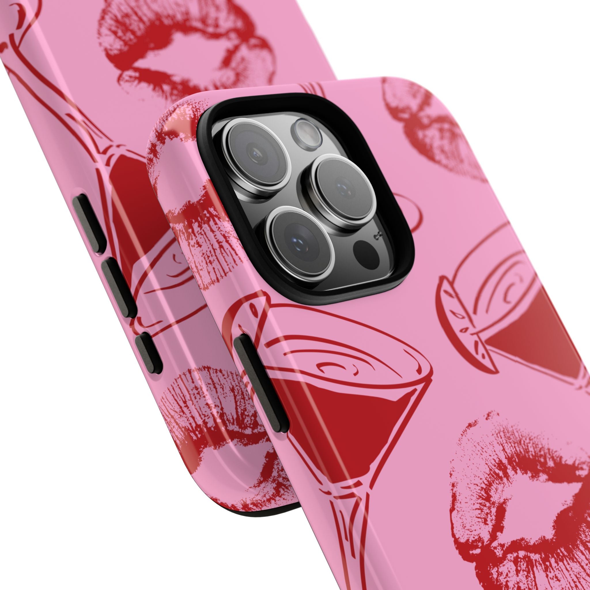Red Lipstick & Martini Pattern Phone Case