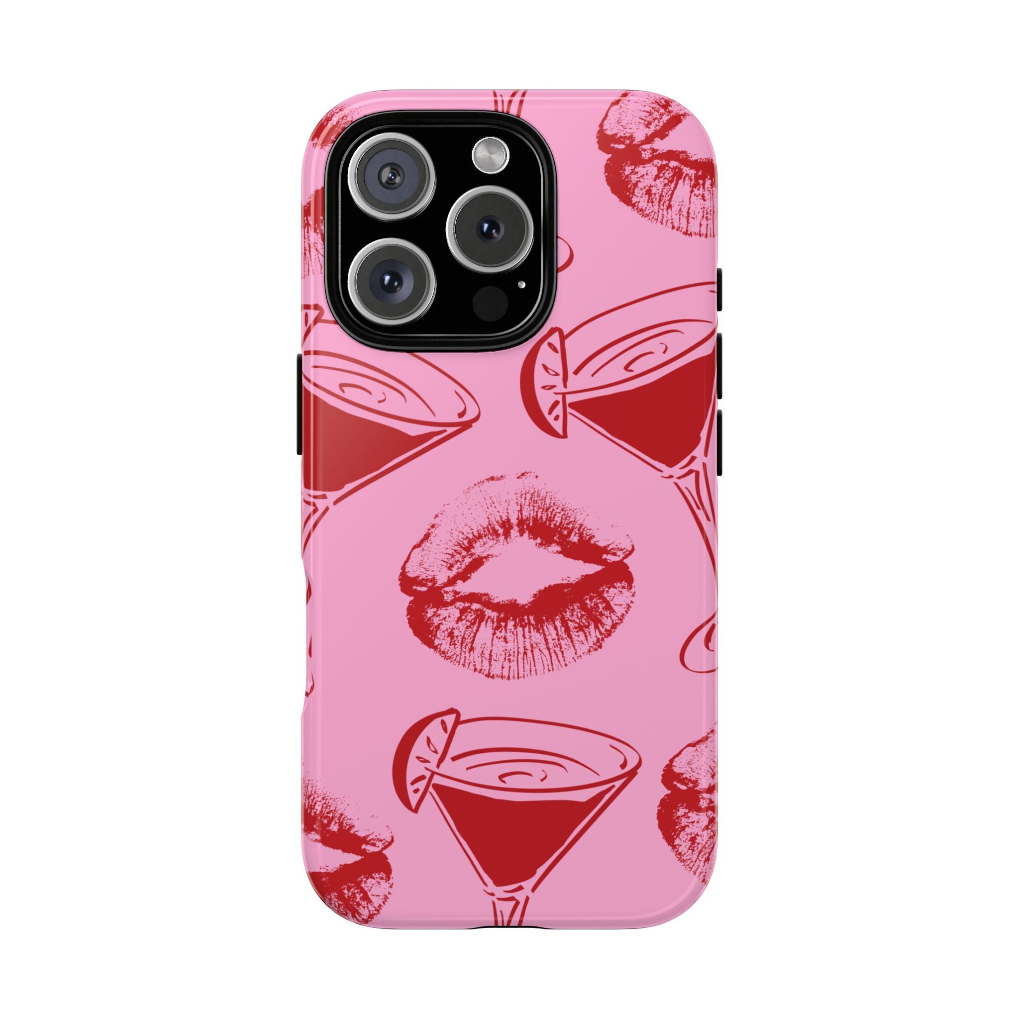Red Lipstick Kiss & Martini Phone Case