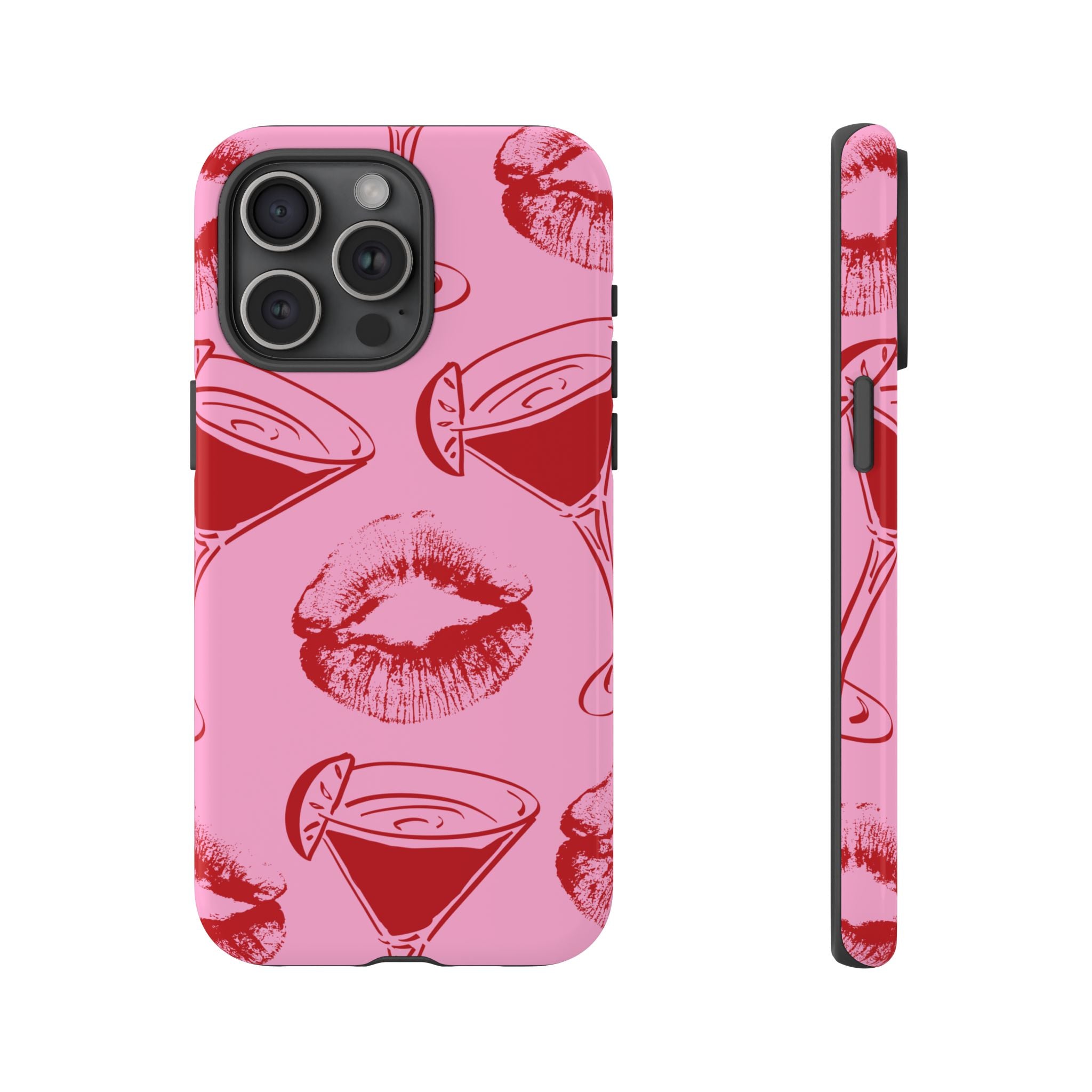 Red Lipstick Kiss & Martini Phone Case