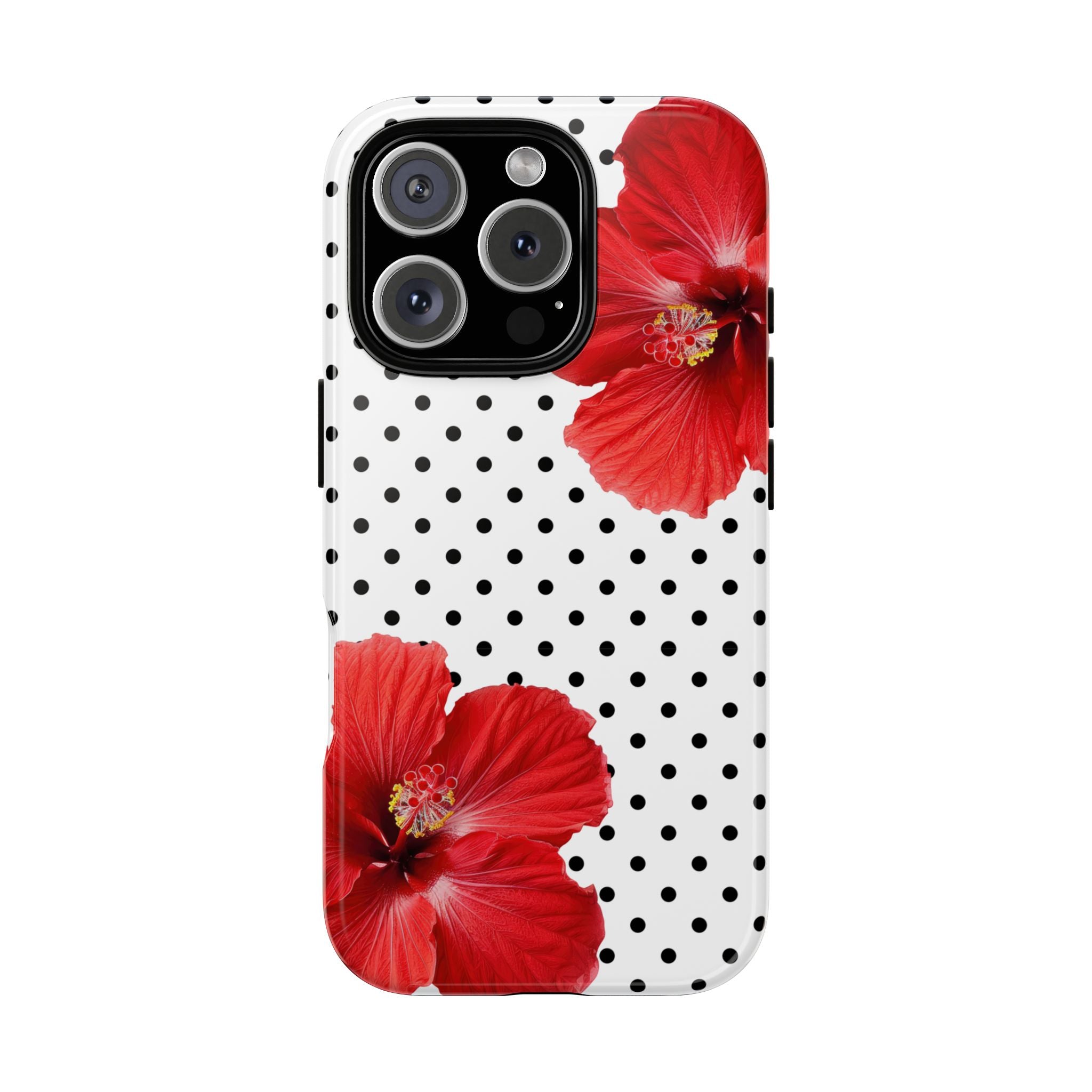 Red Hibiscus Polka Dot Phone Case