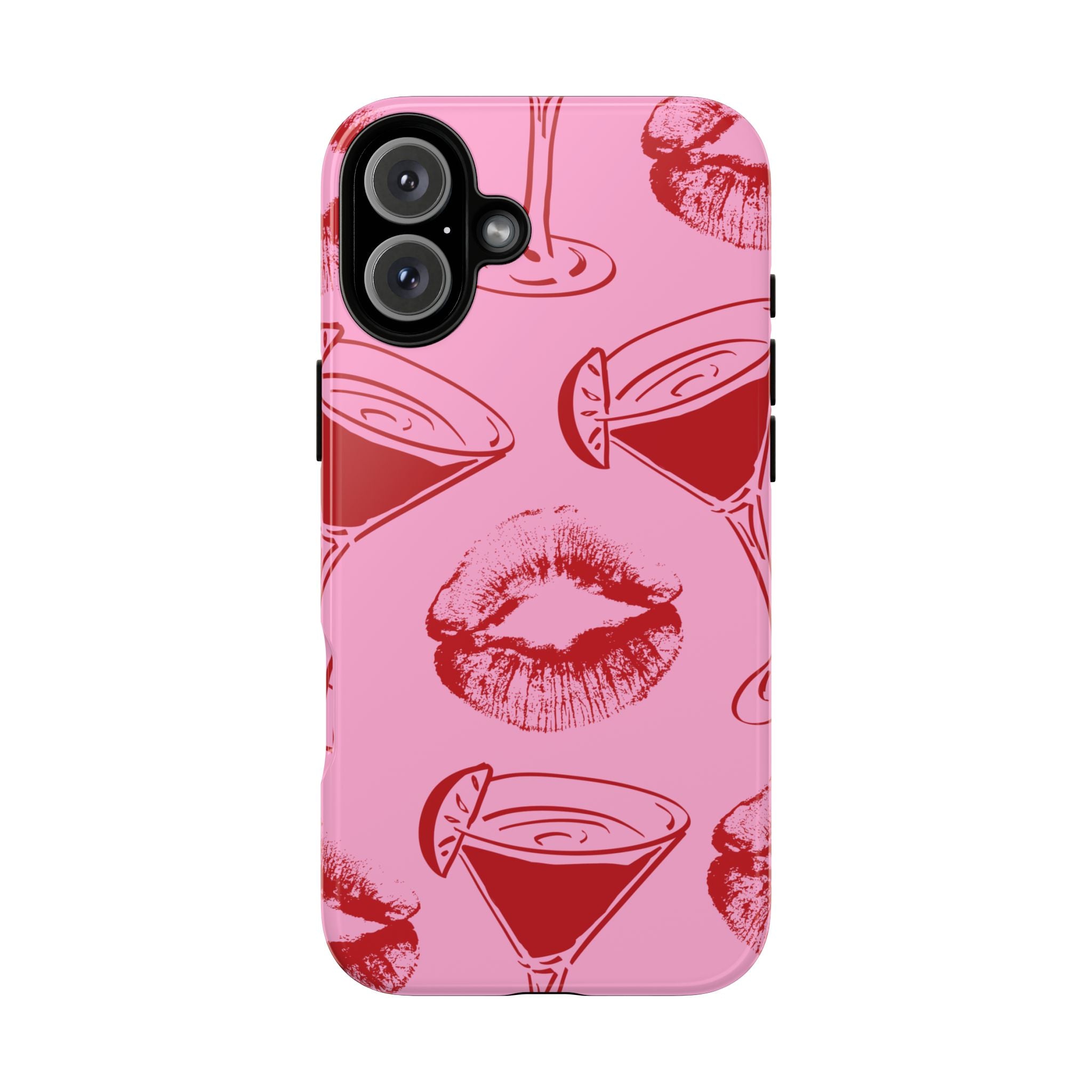 Red Lipstick Kiss & Martini Phone Case