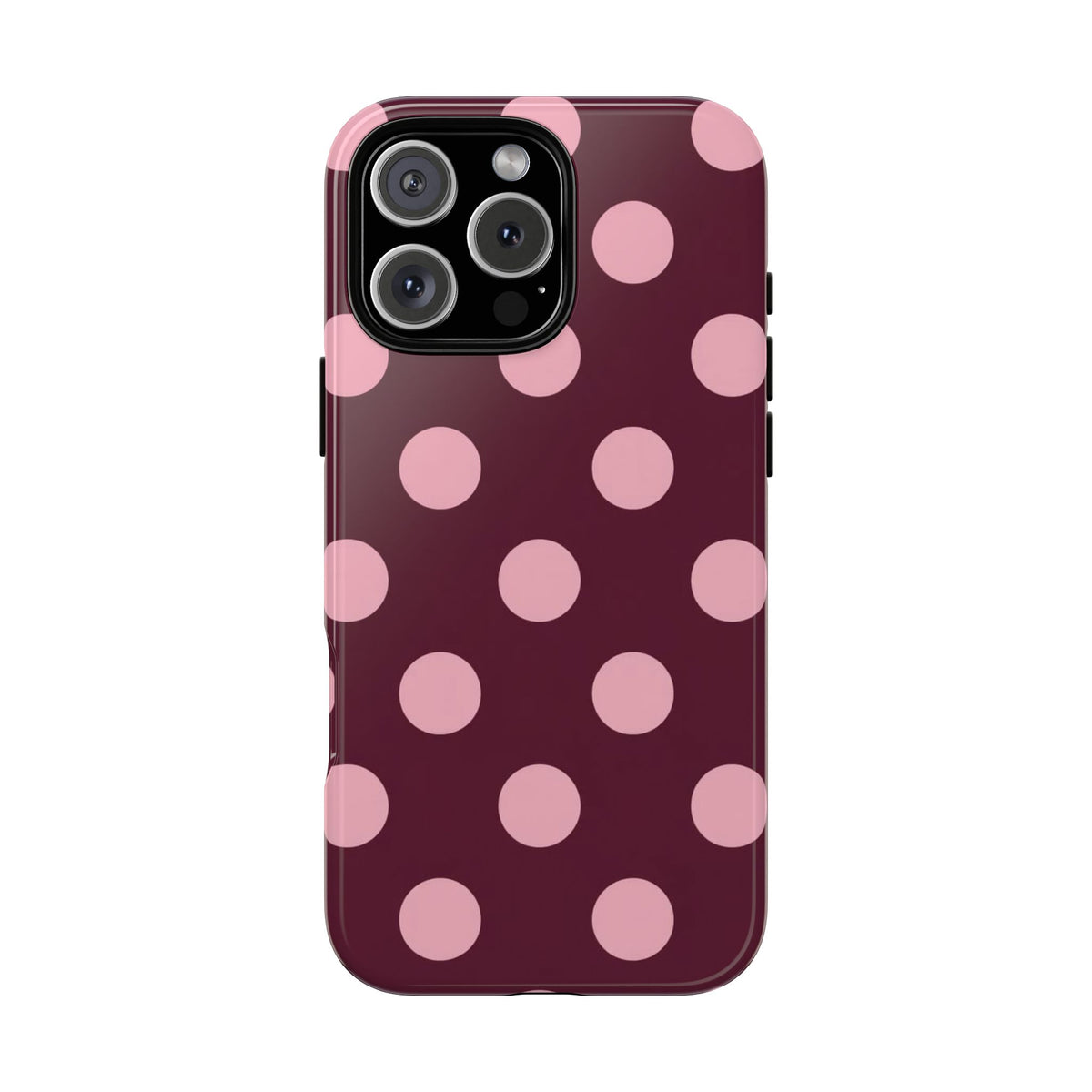 Burgundy & Pink Polka Phone Case