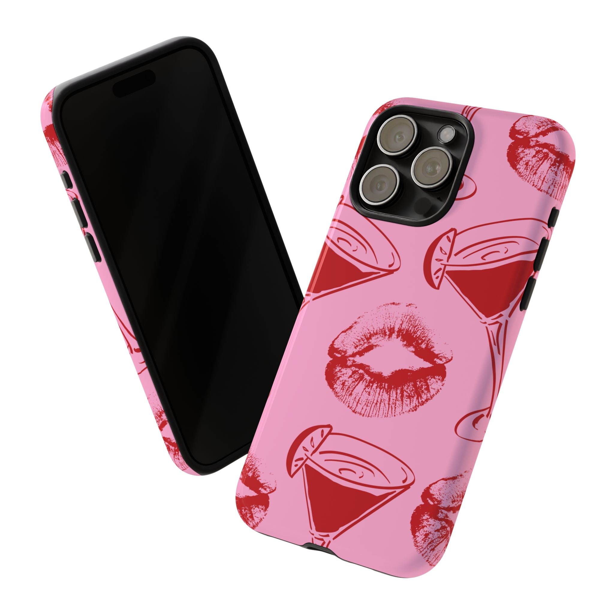 Red Lipstick Kiss & Martini Phone Case