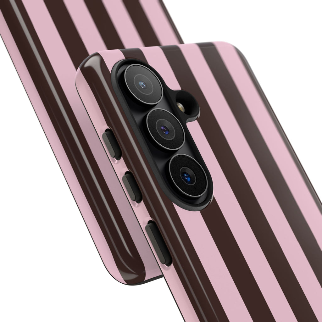 Pink & Brown Vertical Stripe Phone Case
