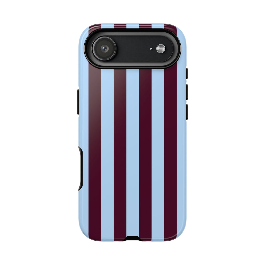 Maroon and Sky Blue Vertical Stripes Phone Case