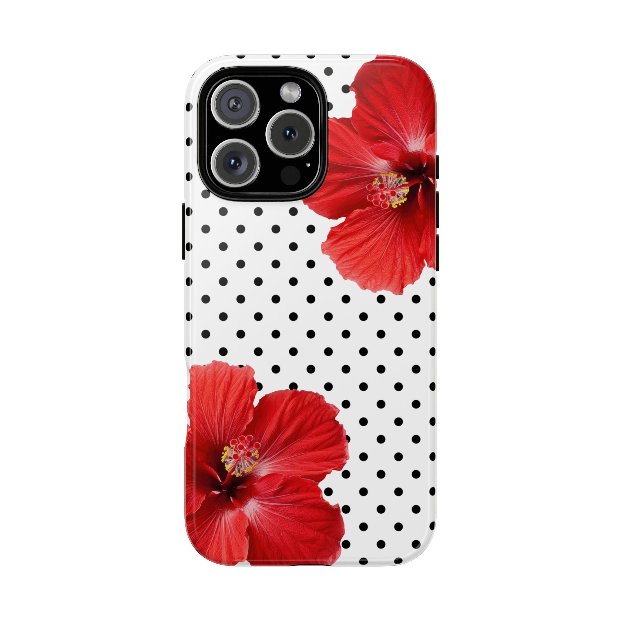 Red Hibiscus Polka Dot Phone Case