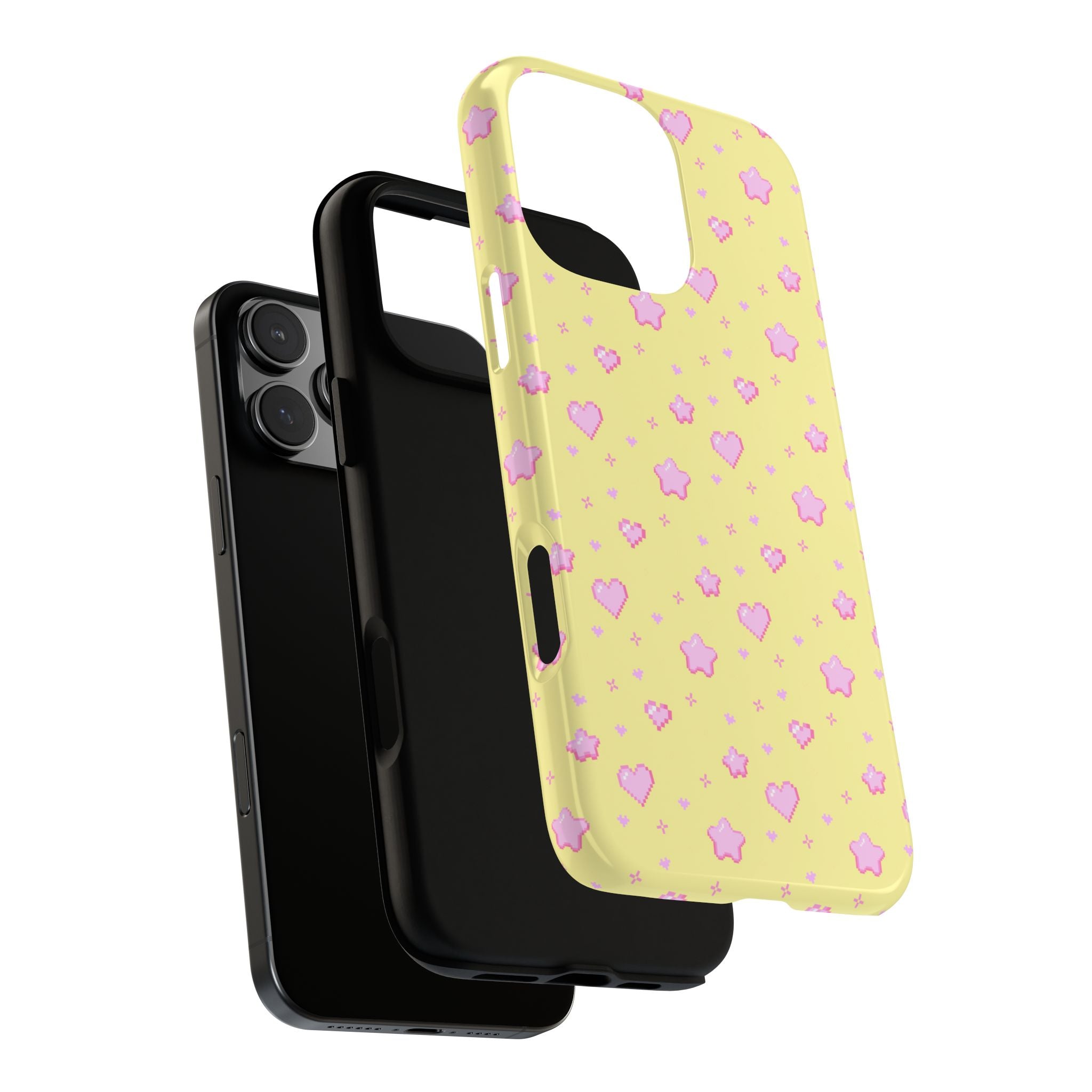 Pink Pixel Hearts and Stars Phone Case