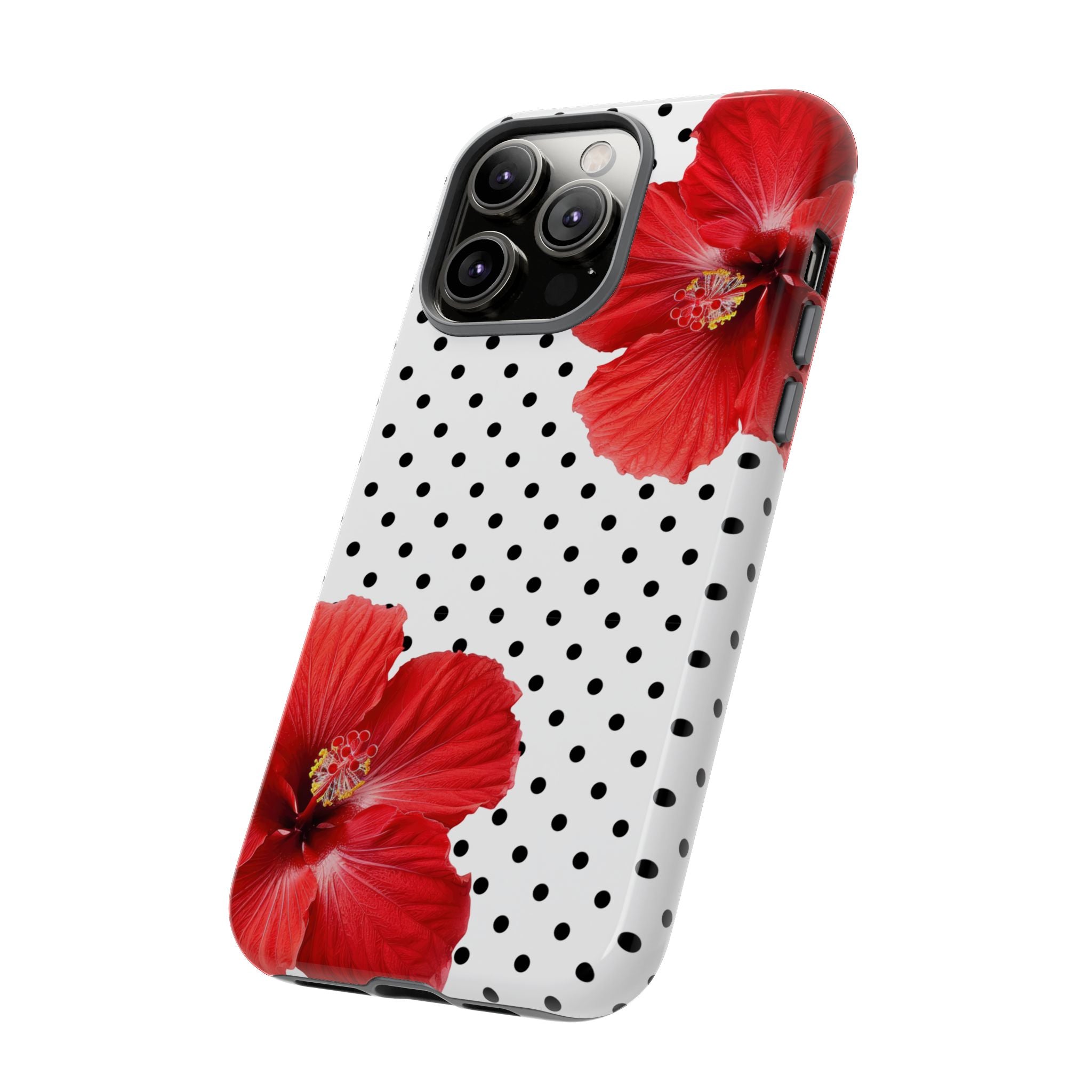 Red Hibiscus Polka Dot Phone Case