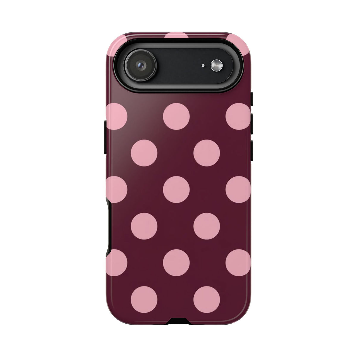 Burgundy & Pink Polka Phone Case