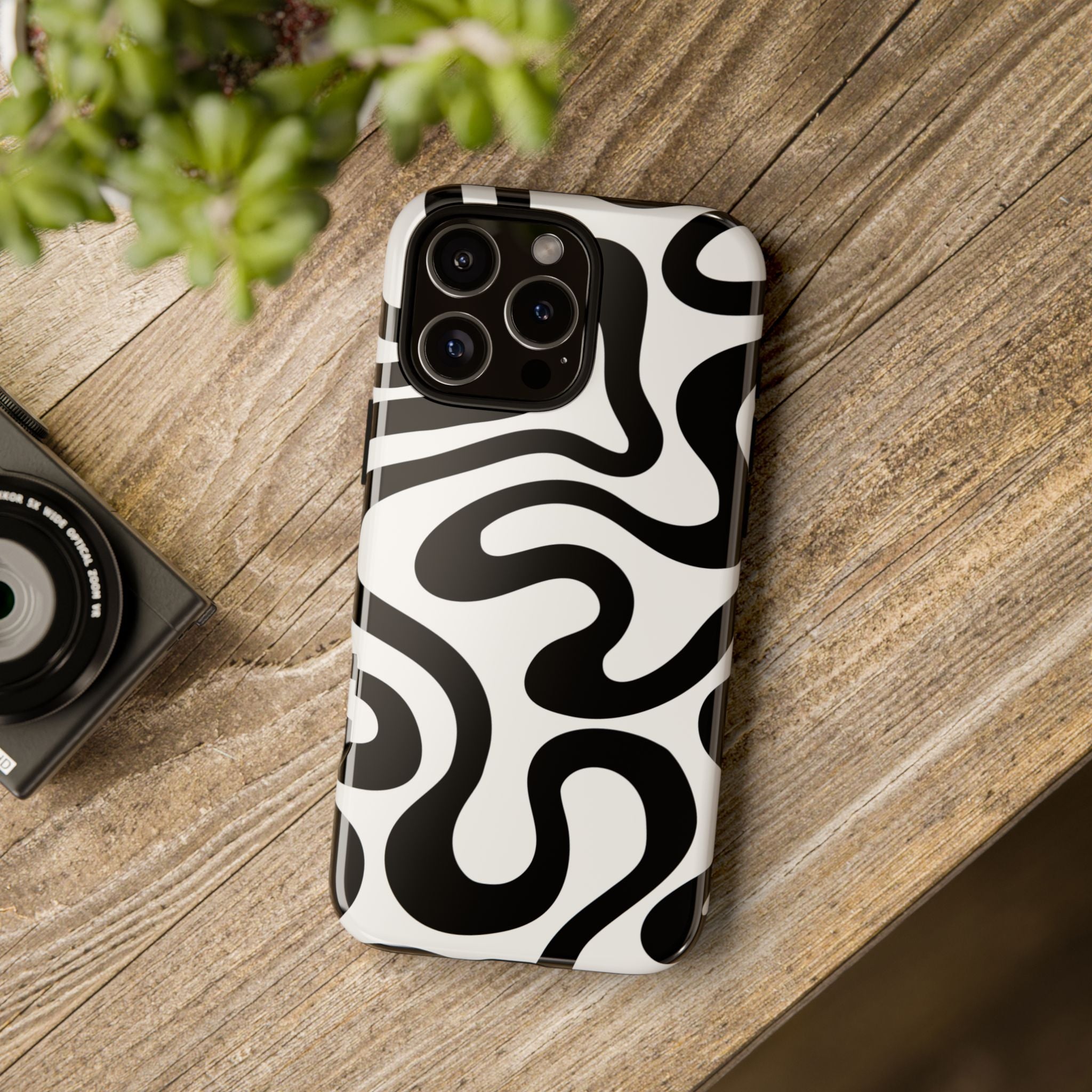Black White Swirl Tough Case