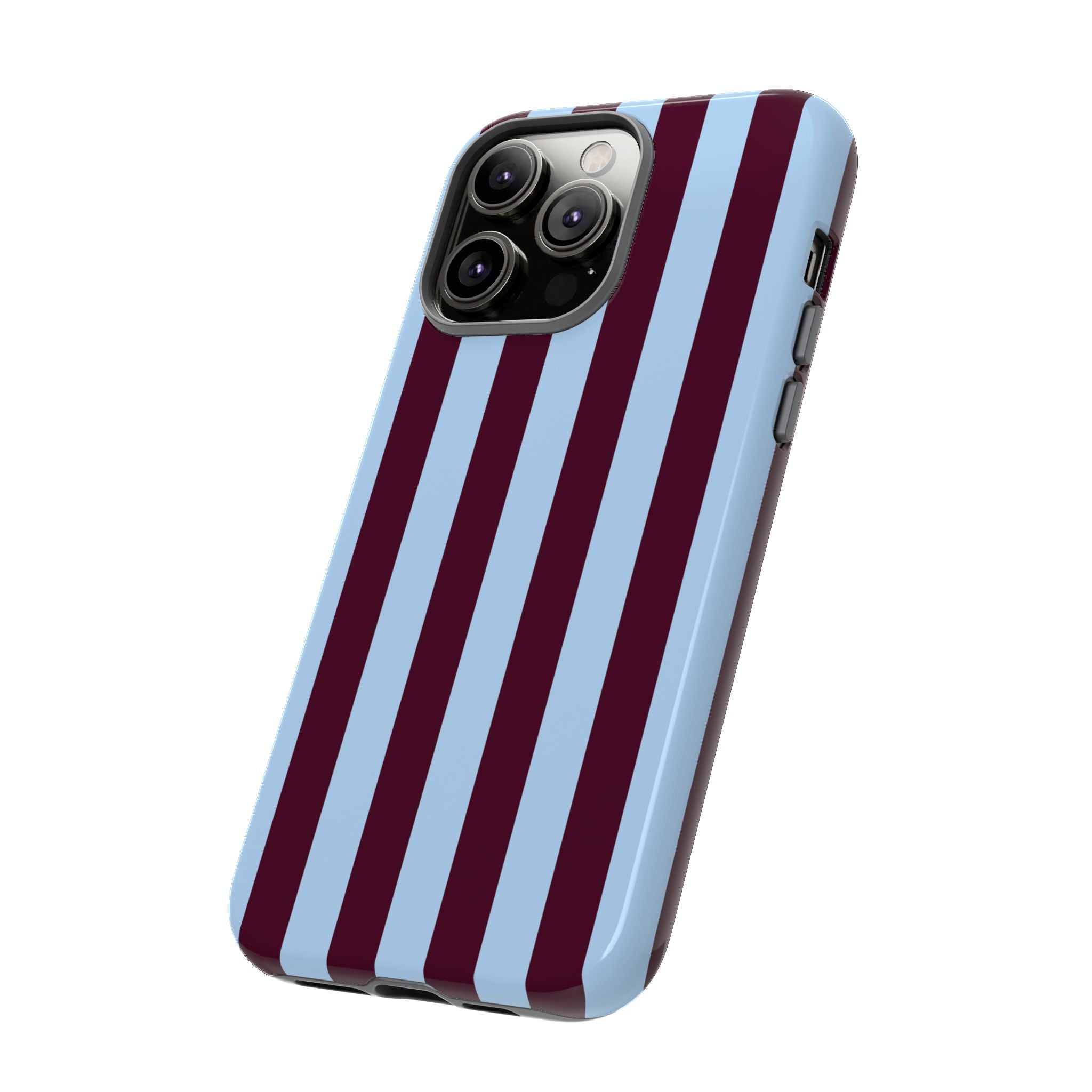 Maroon and Sky Blue Vertical Stripes Phone Case