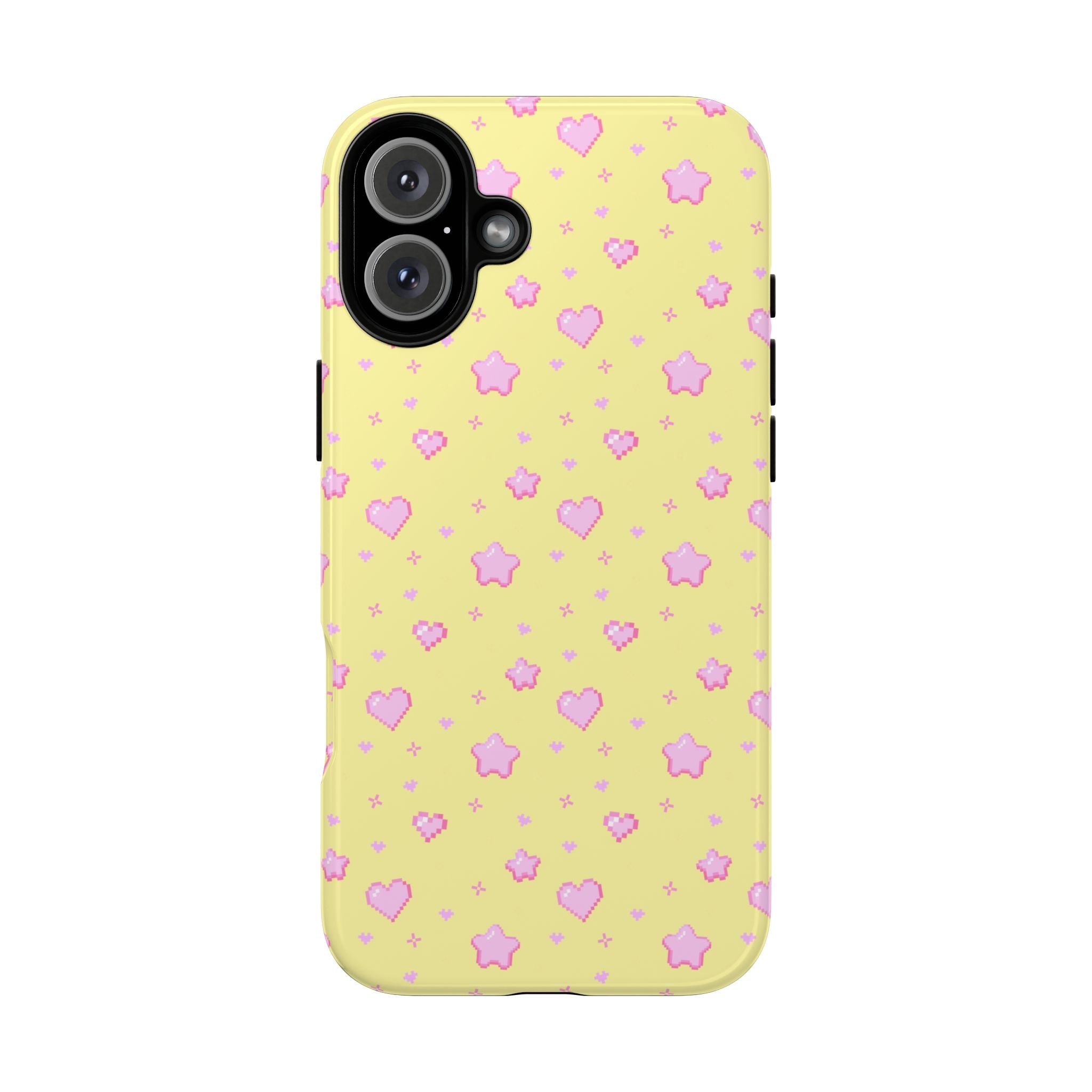 Pink Pixel Hearts and Stars Phone Case