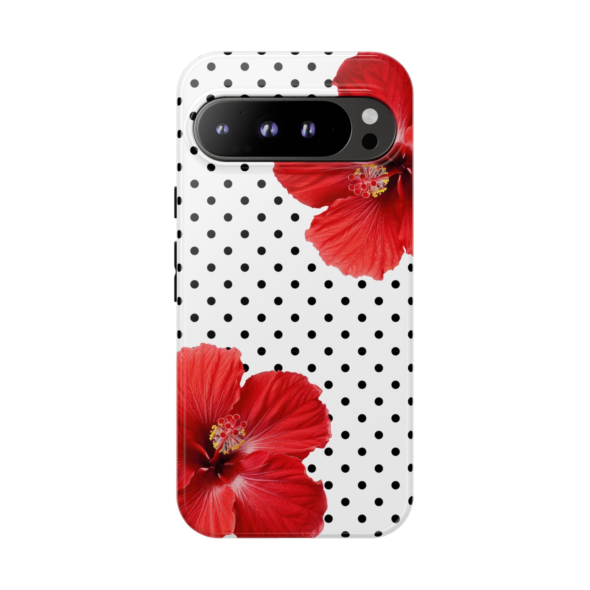 Red Hibiscus Polka Dot Phone Case