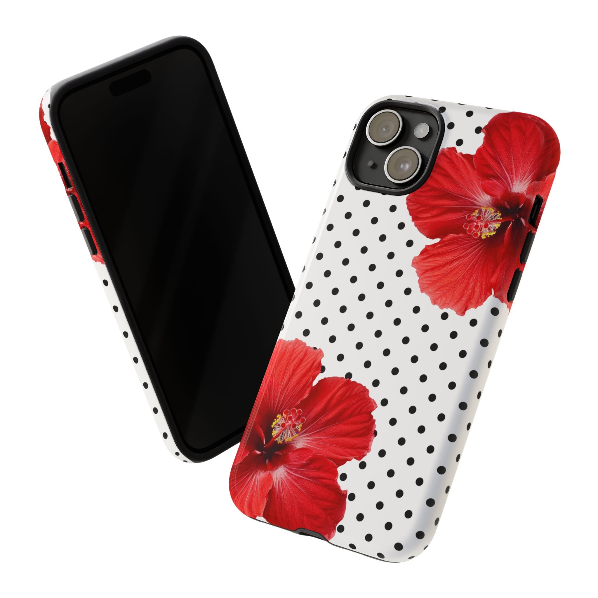 Red Hibiscus Polka Dot Phone Case