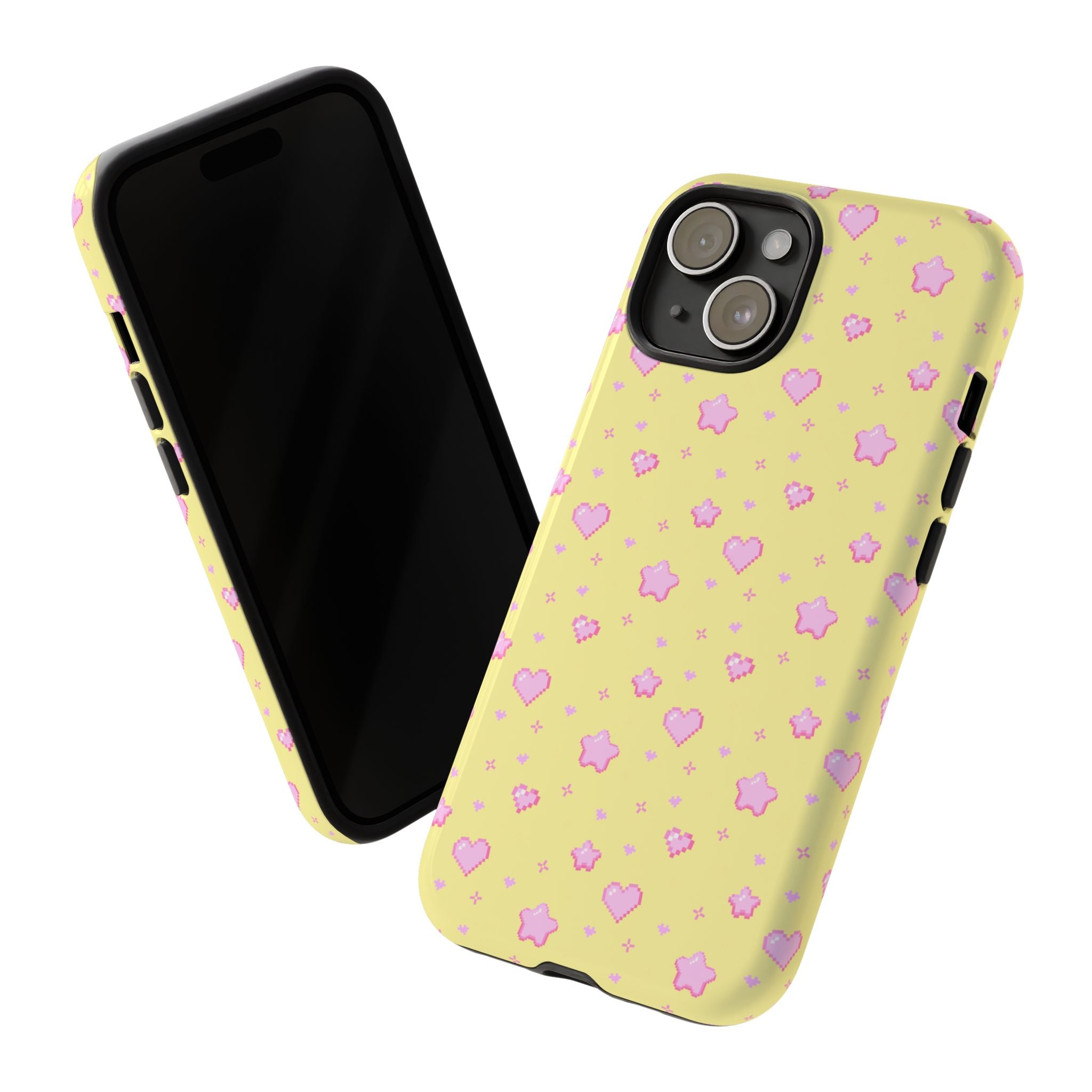 Pink Pixel Hearts and Stars Phone Case