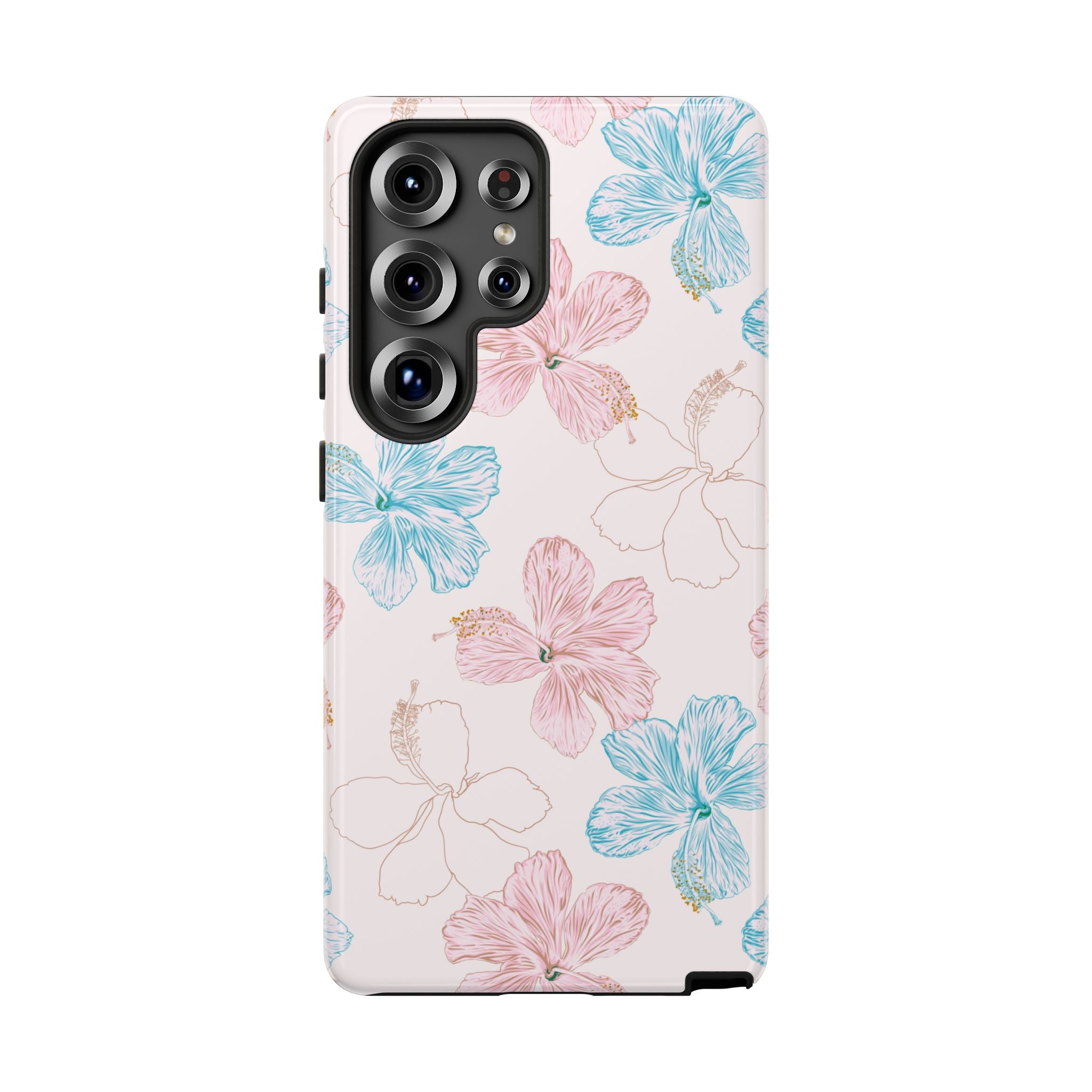 Pink & Blue Hibiscus Phone Case