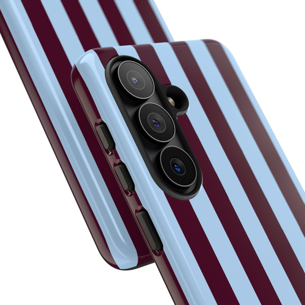 Light Blue & Burgundy Stripes Phone Case