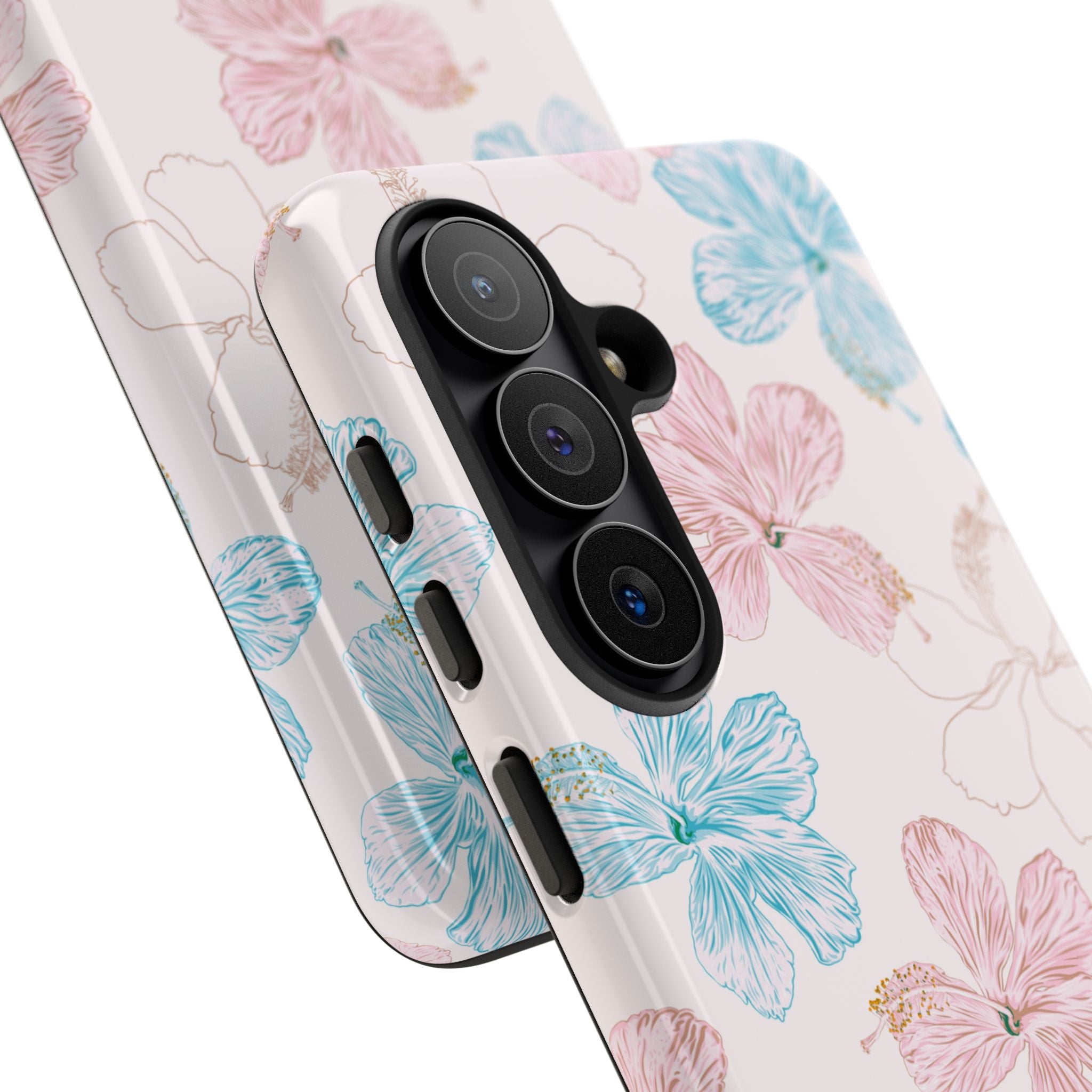 Pink & Blue Hibiscus Phone Case
