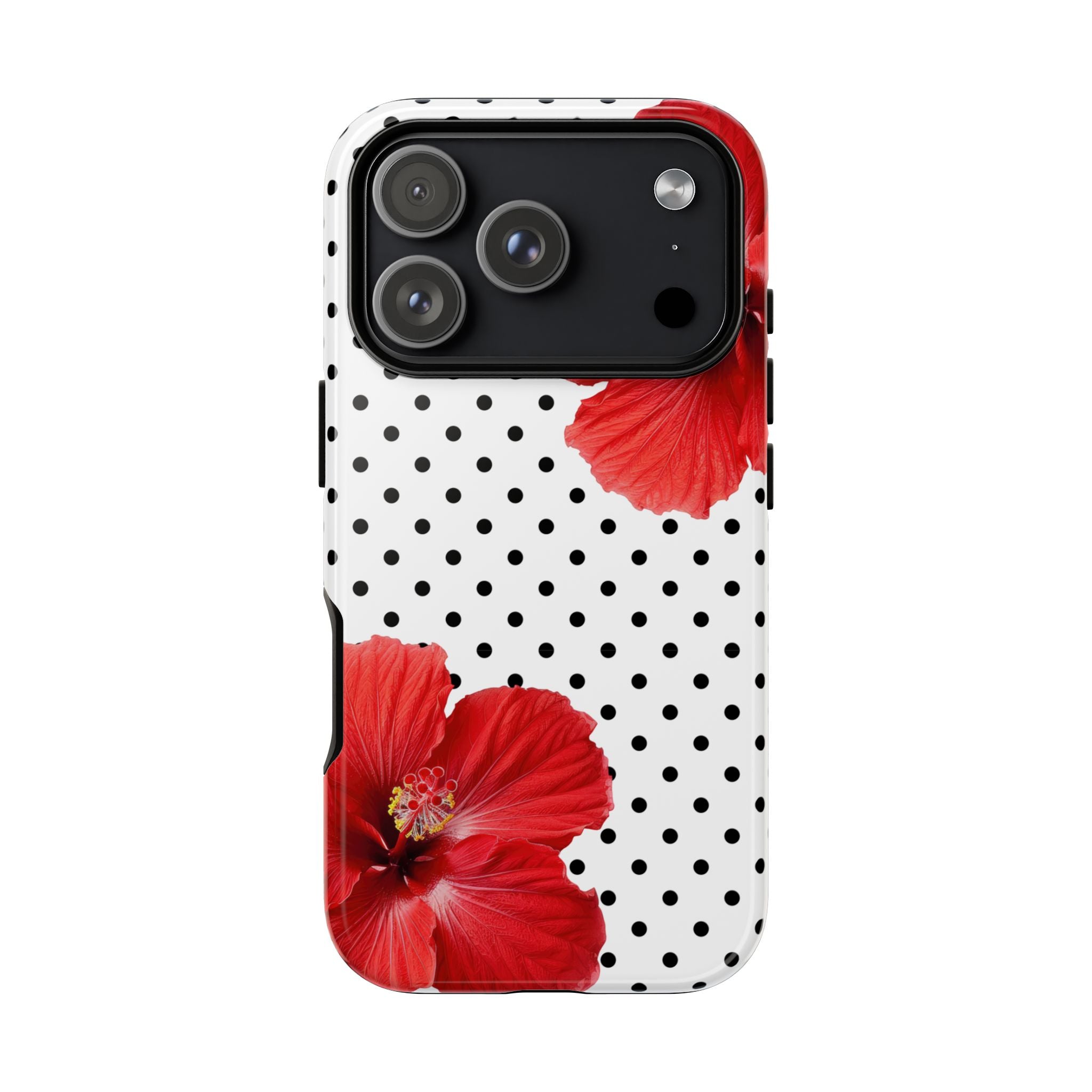 Red Hibiscus Polka Dot Phone Case