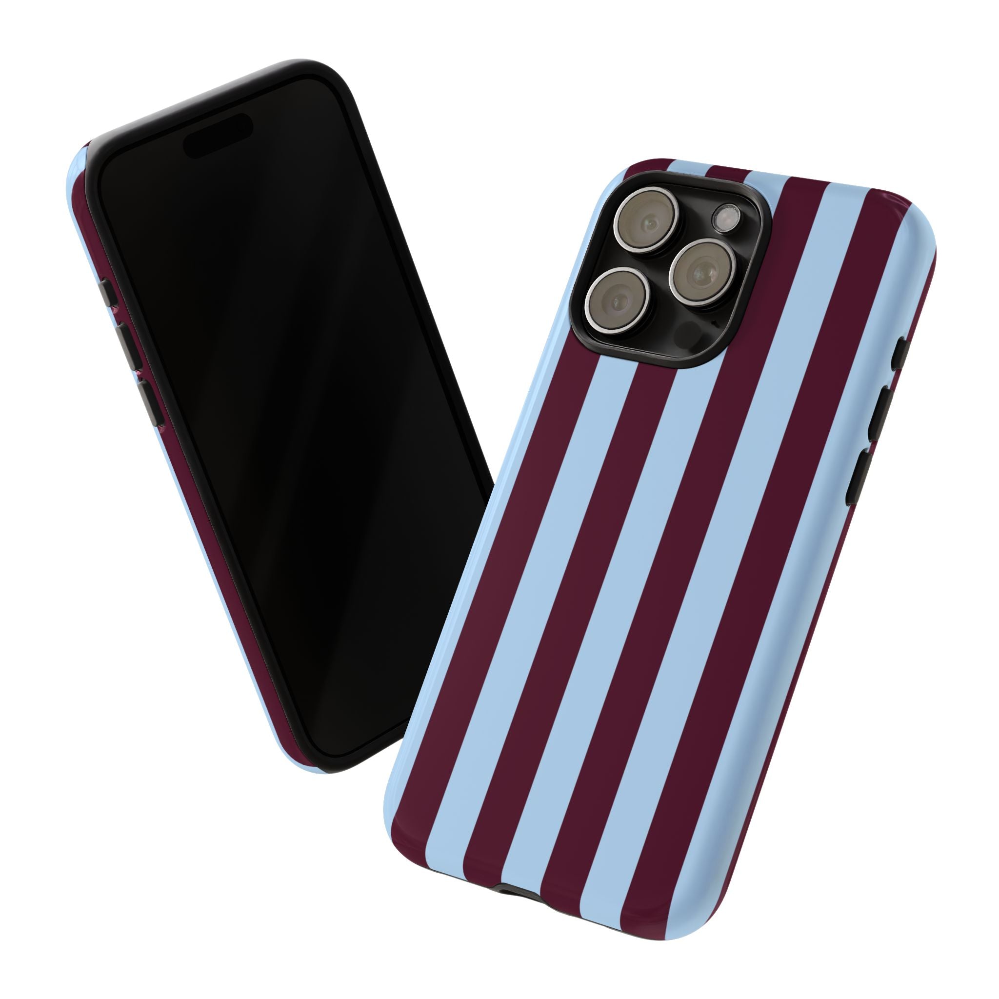 Maroon and Sky Blue Vertical Stripes Phone Case