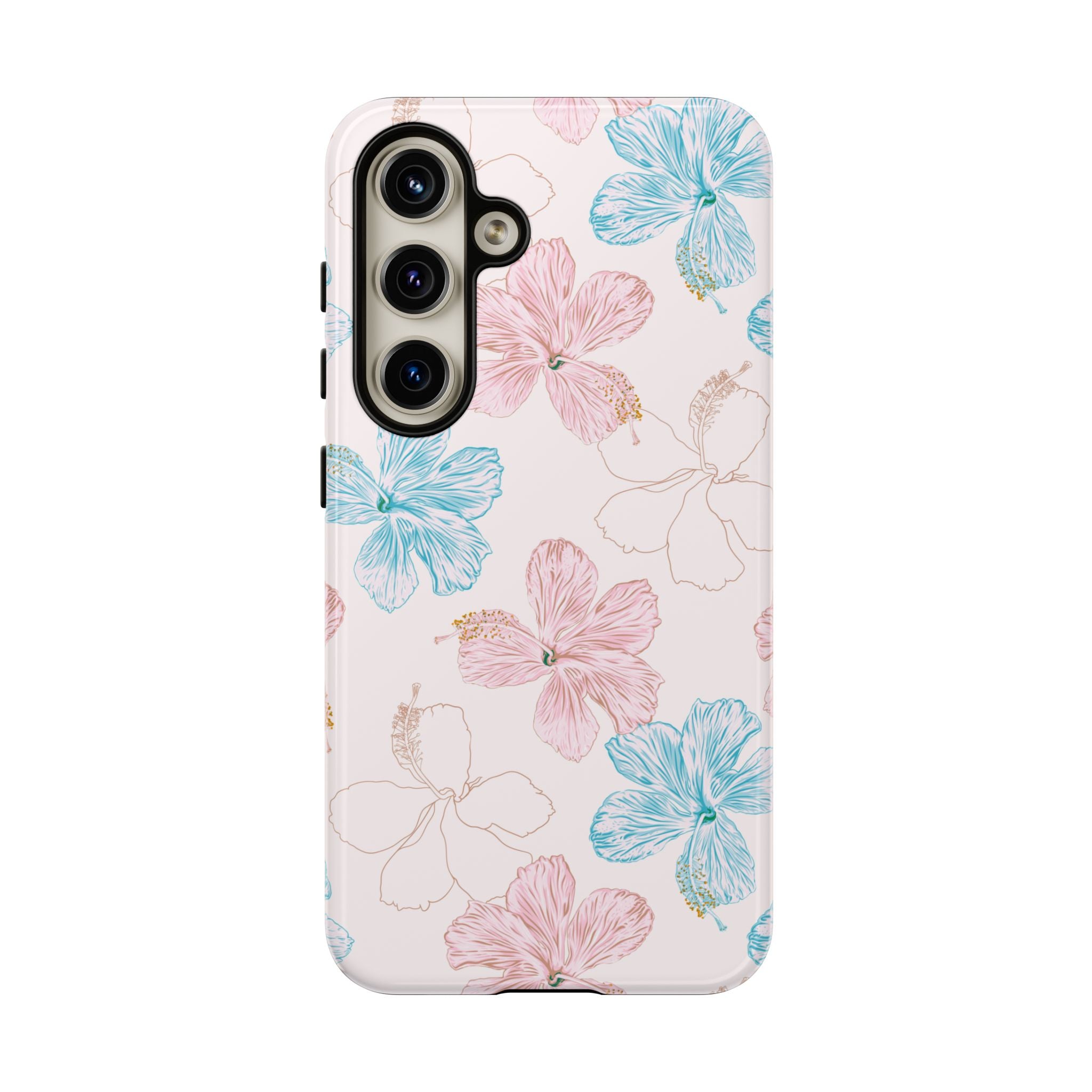Pink & Blue Hibiscus Phone Case