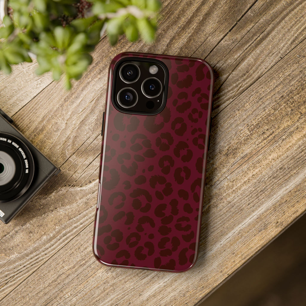 Burgundy Leopard Print Phone Case