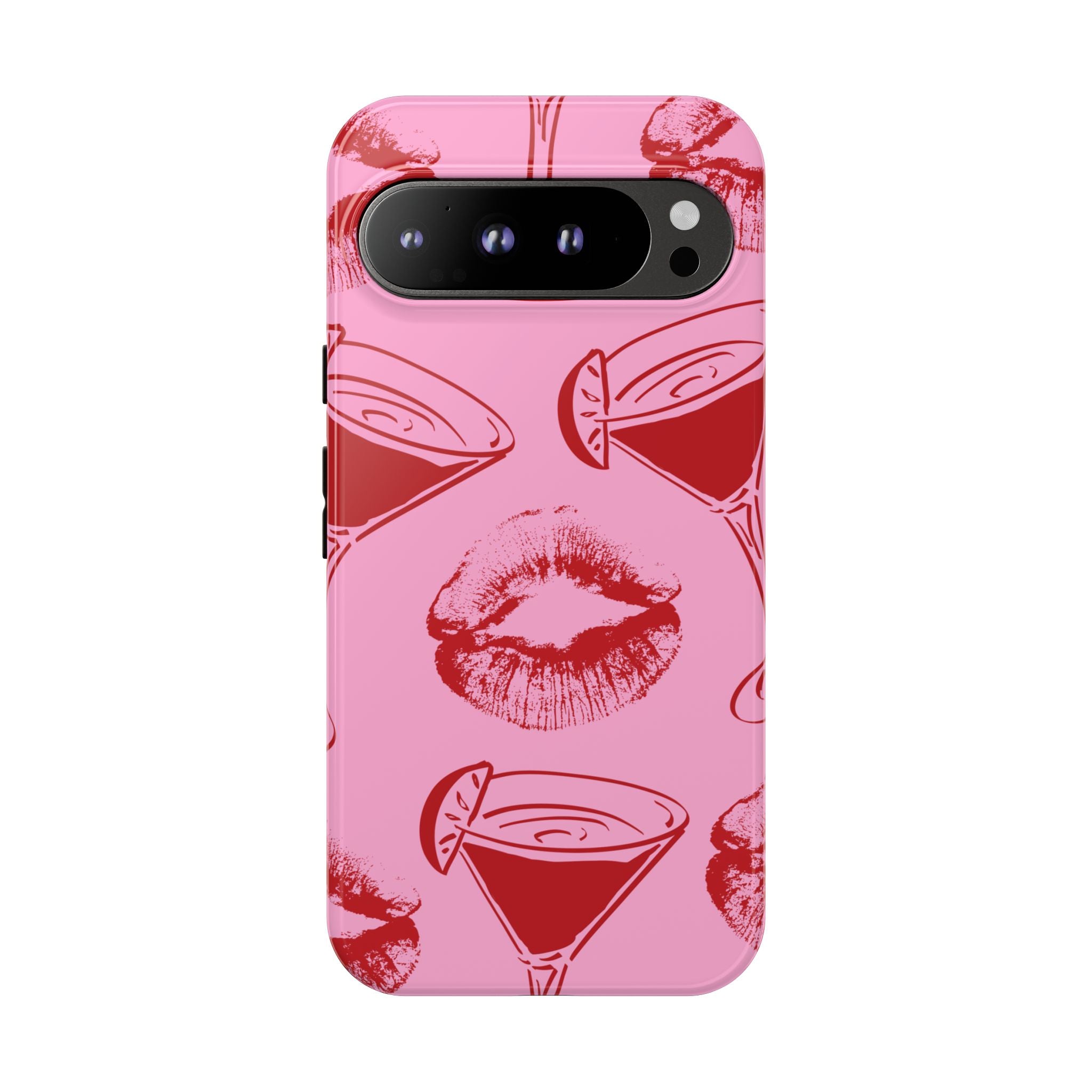 Red Lipstick & Martini Pattern Phone Case