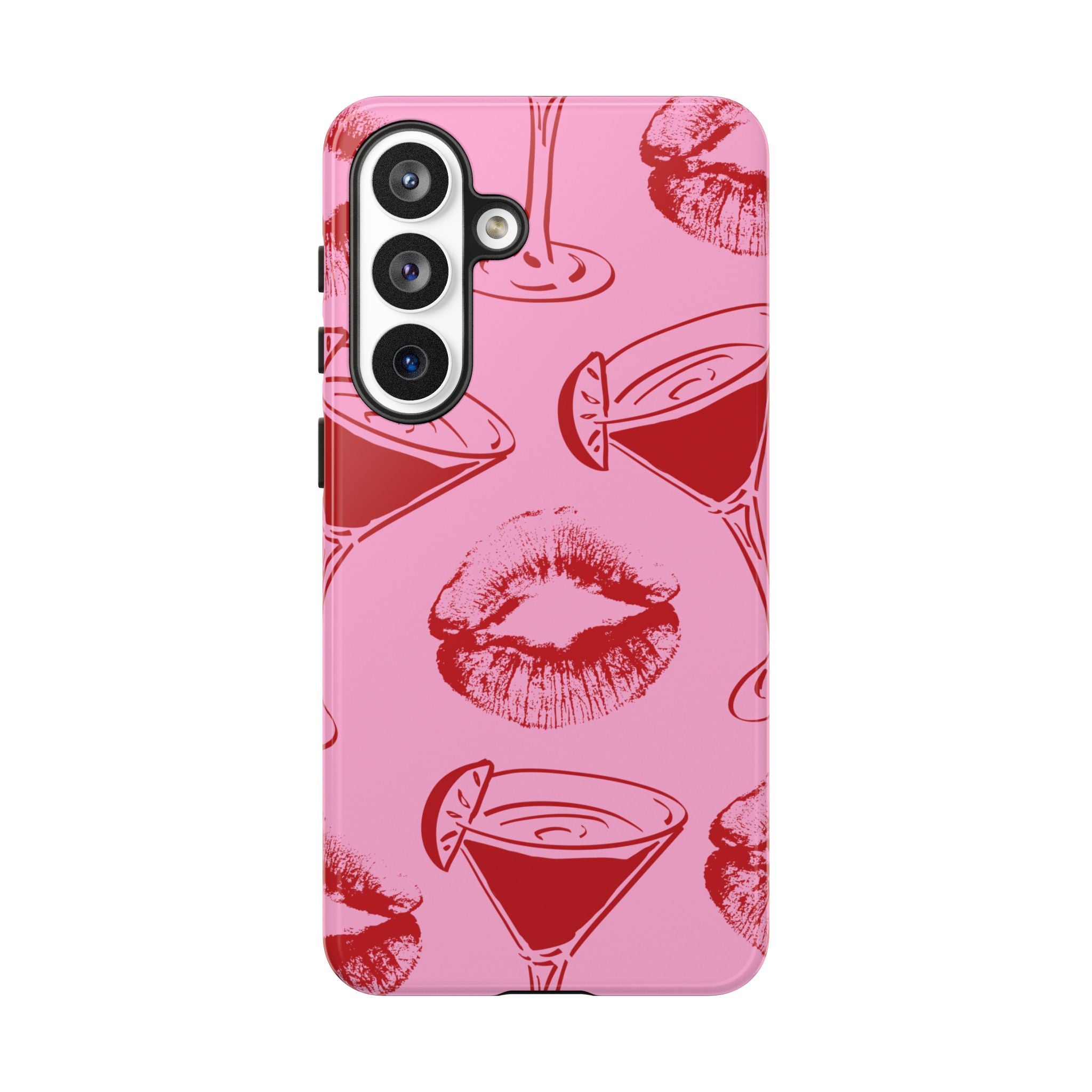 Pink Cocktail & Kiss Pattern Phone Case
