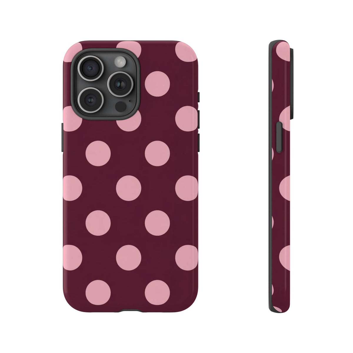 Burgundy & Pink Polka Phone Case