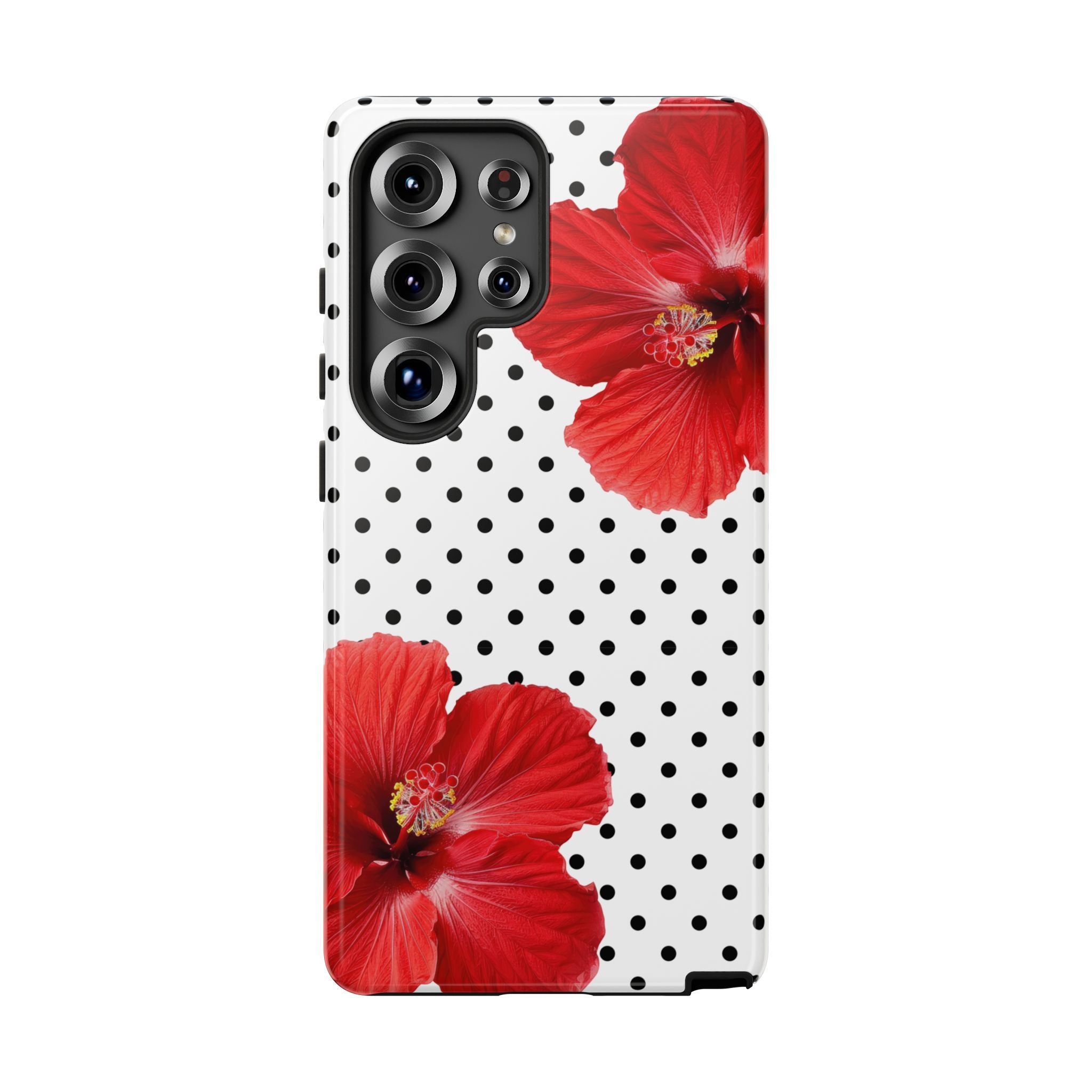 Red Hibiscus Polka Dot Phone Case