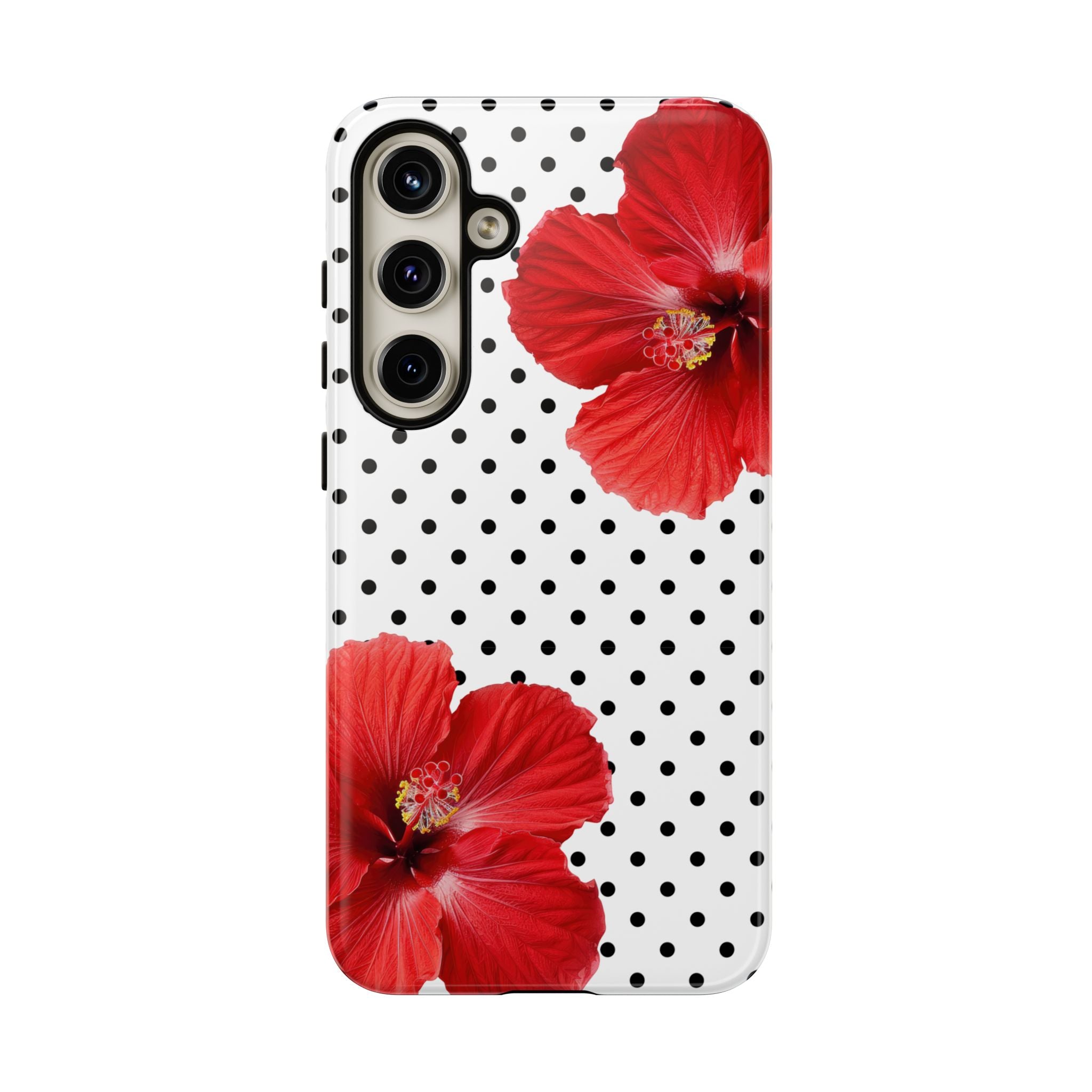 Red Hibiscus Polka Dot Phone Case