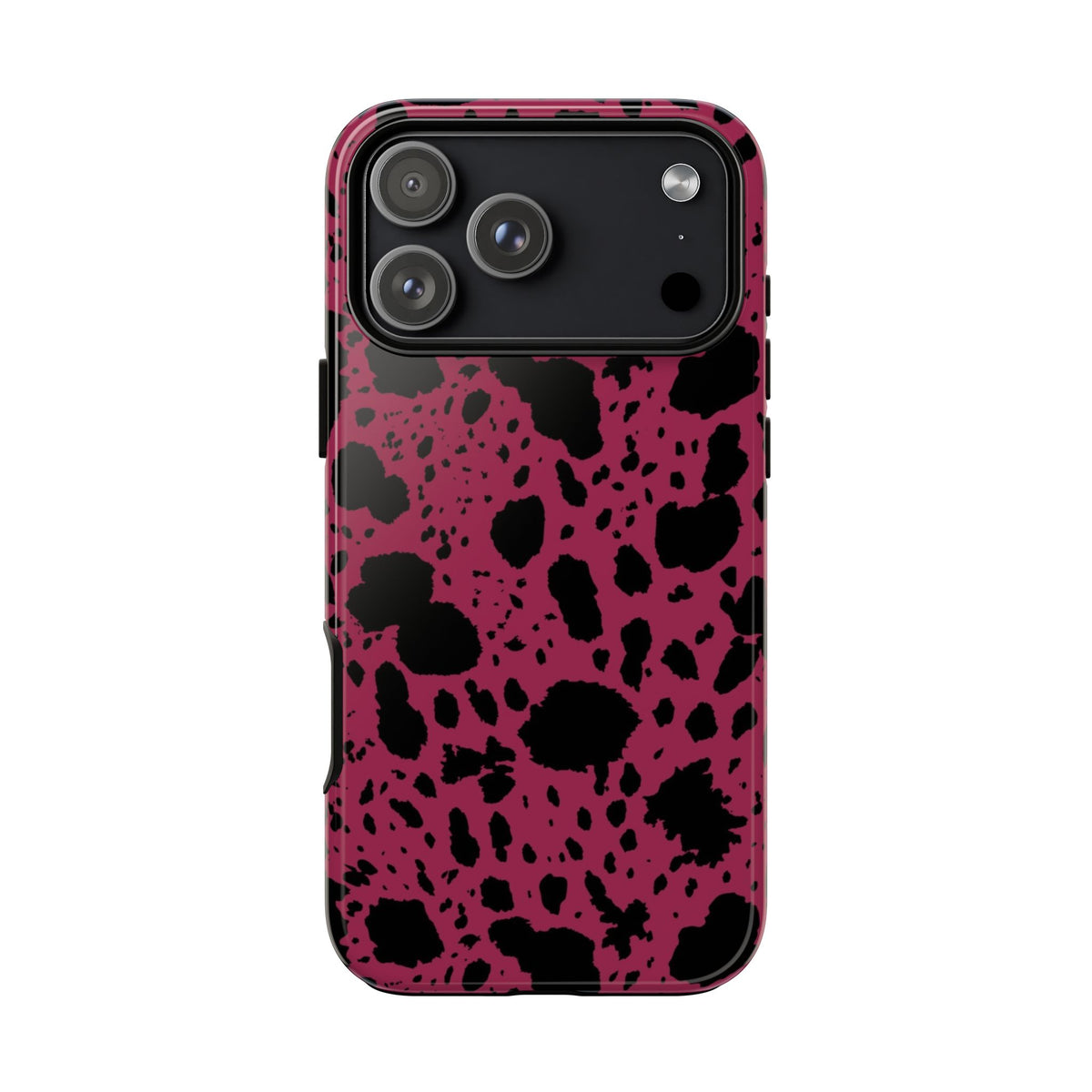 Burgundy Black Cow Print Phone Case